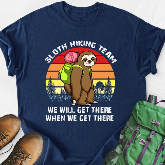 Sloth Hiking Team Navy front print lightweight T-shirt