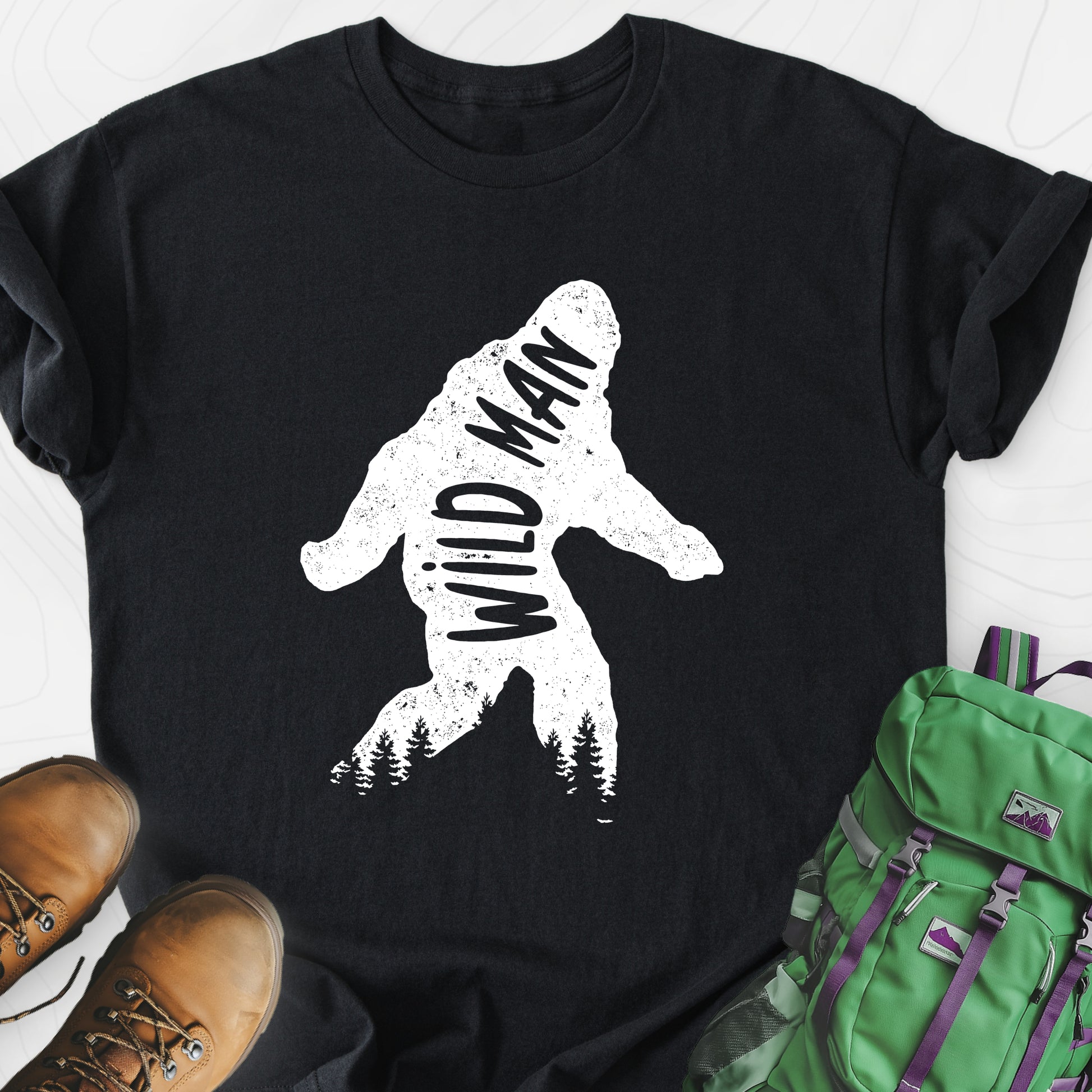 Wild Man Black front print lightweight T-shirt