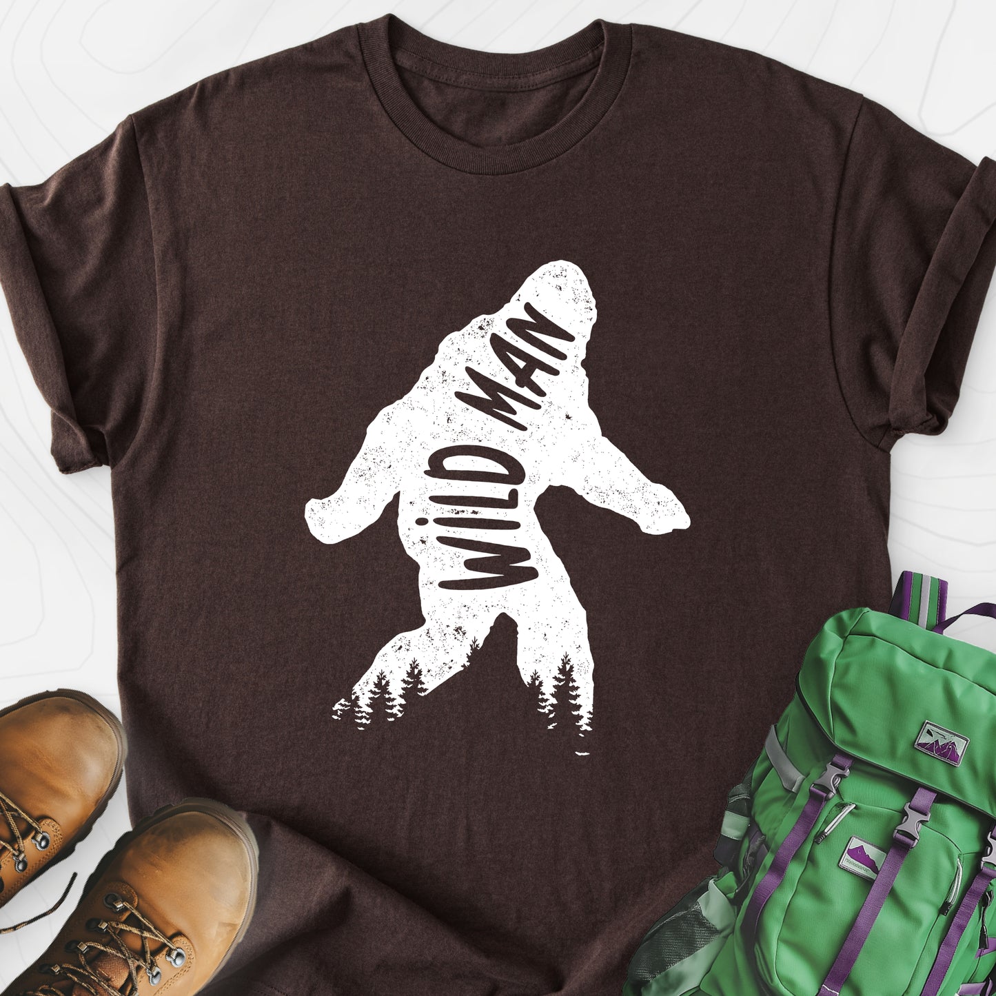 Wild Man Dark Chocolate front print lightweight T-shirt