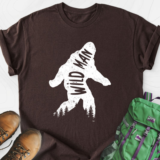 Wild Man Dark Chocolate front print lightweight T-shirt