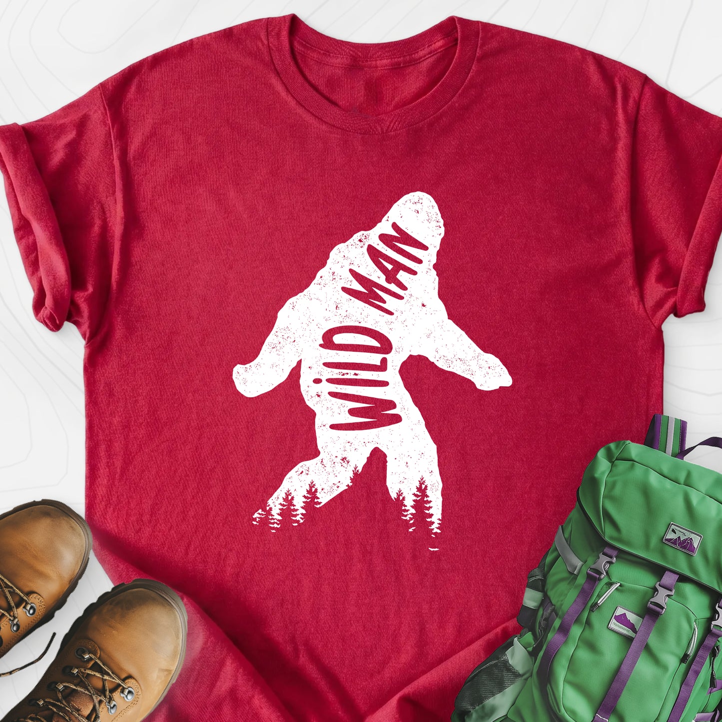 Wild Man Heather Red front print lightweight T-shirt