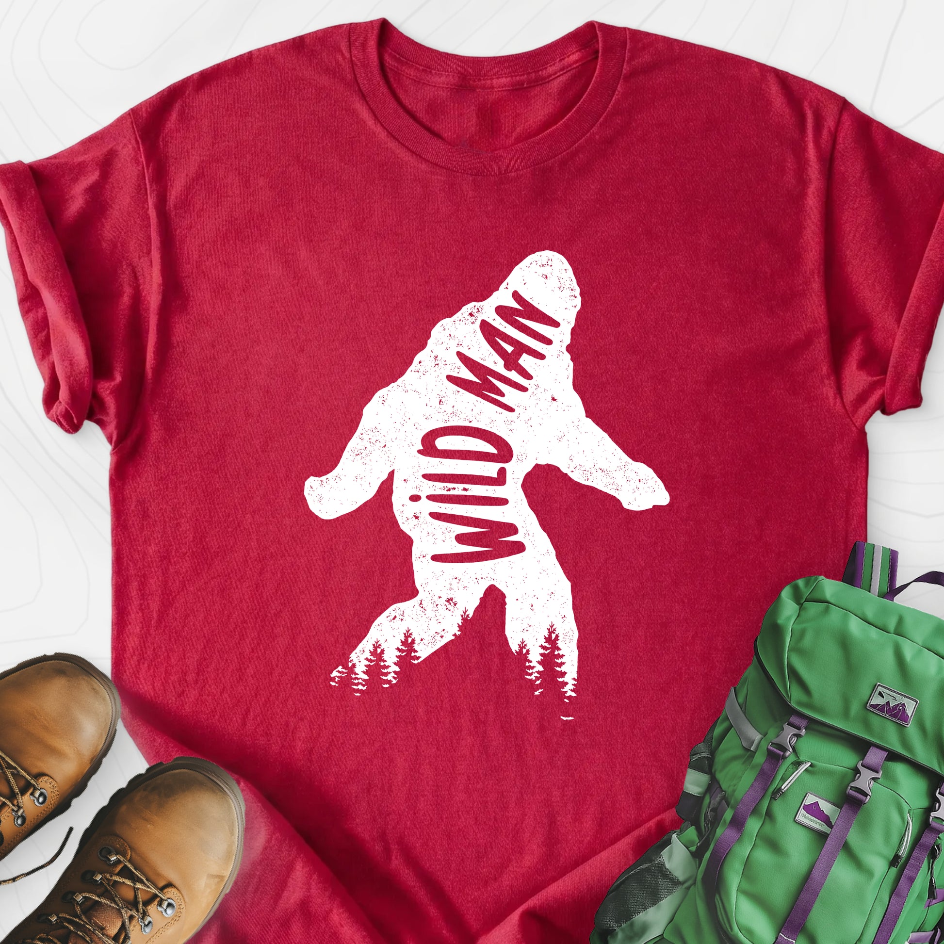 Wild Man Heather Red front print lightweight T-shirt