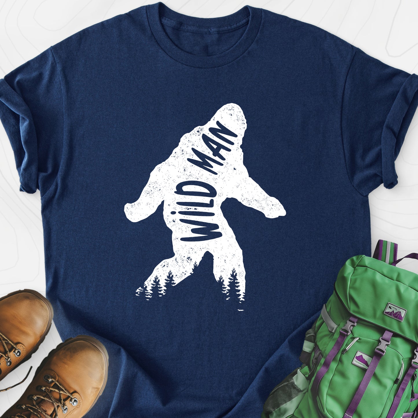 Wild Man Navy front print lightweight T-shirt