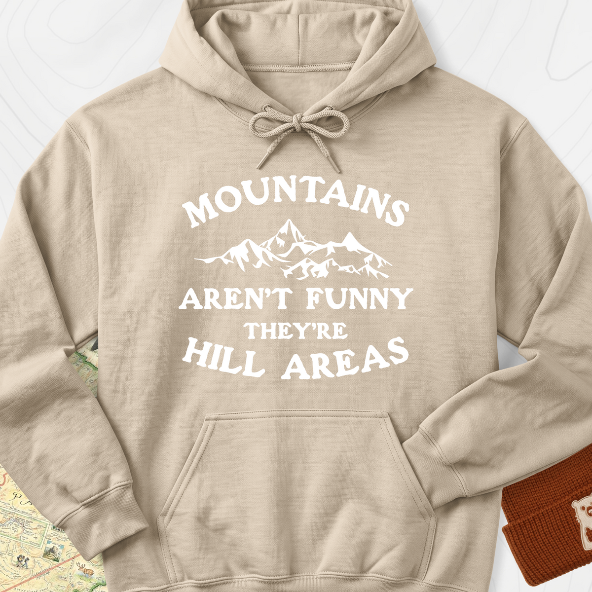 Mountains Aren't Funny Hoodie - Sand