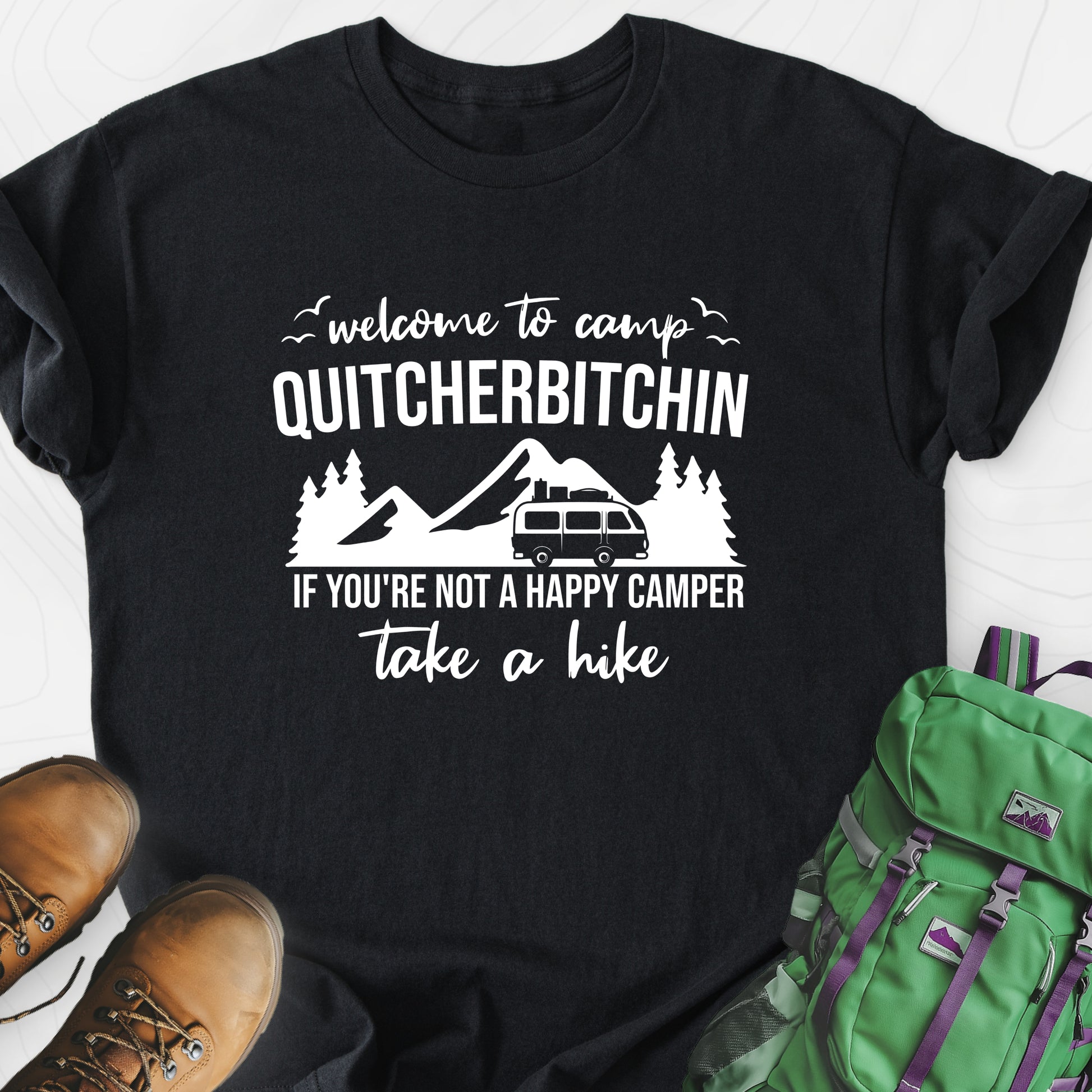 Quitcherbitchin Black front print lightweight T-shirt