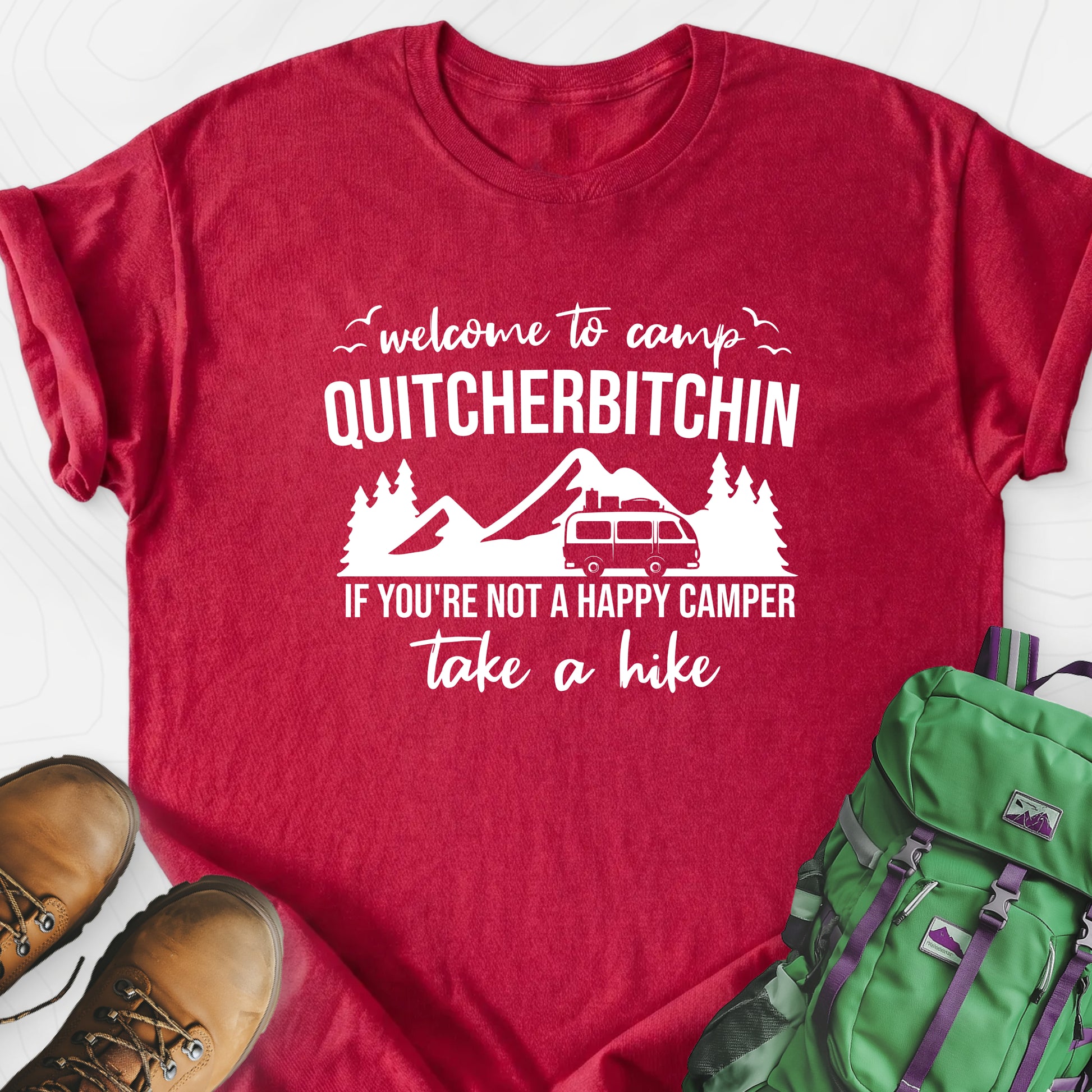 Quitcherbitchin Heather Red front print lightweight T-shirt