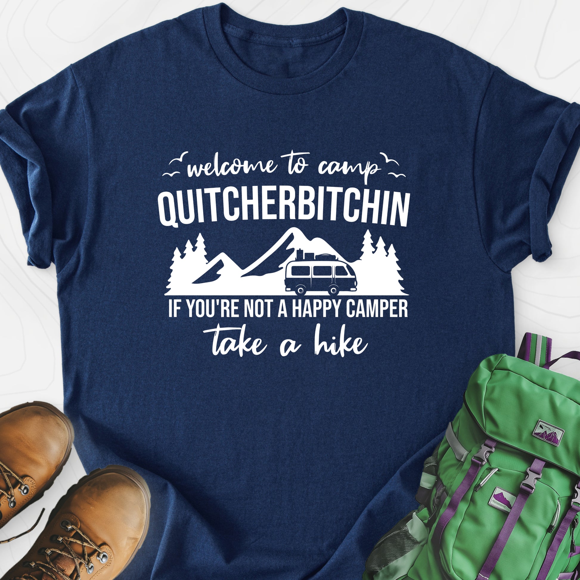 Quitcherbitchin Navy front print lightweight T-shirt