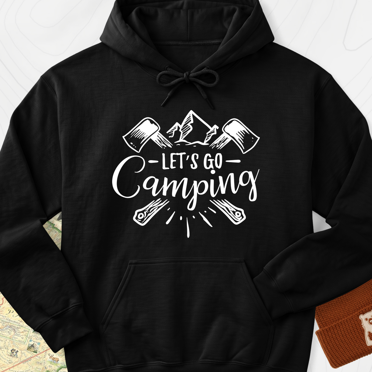 Let's Go Camping Hoodie - Black
