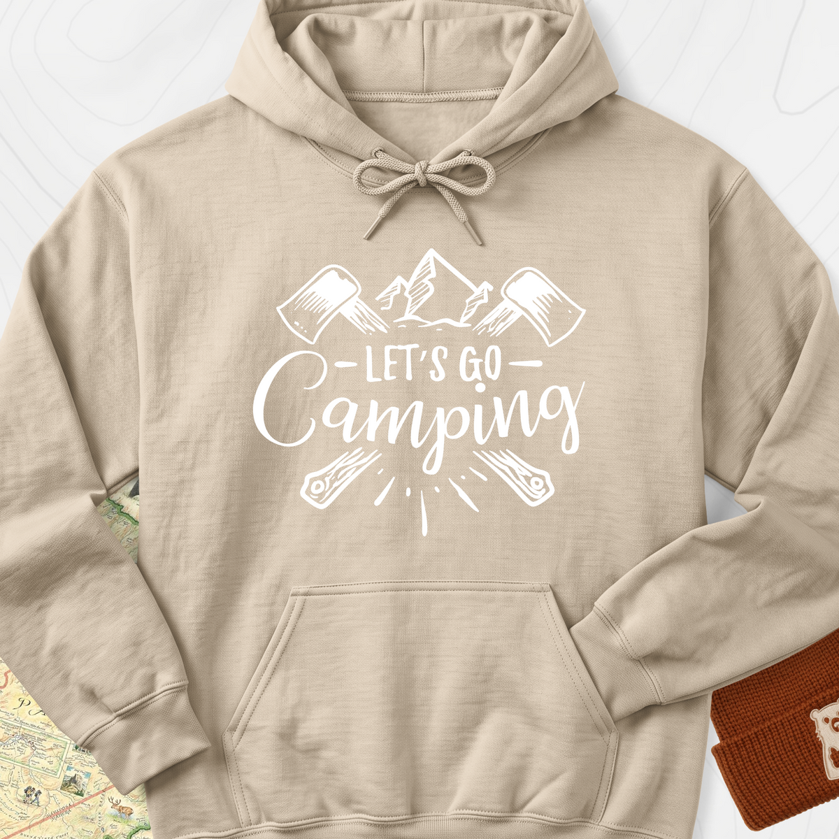Let's Go Camping Hoodie - Sand