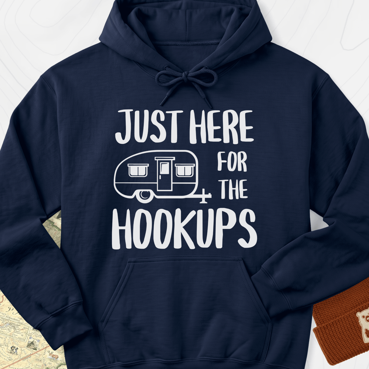 Just Here For The Hookups Hoodie - Navy