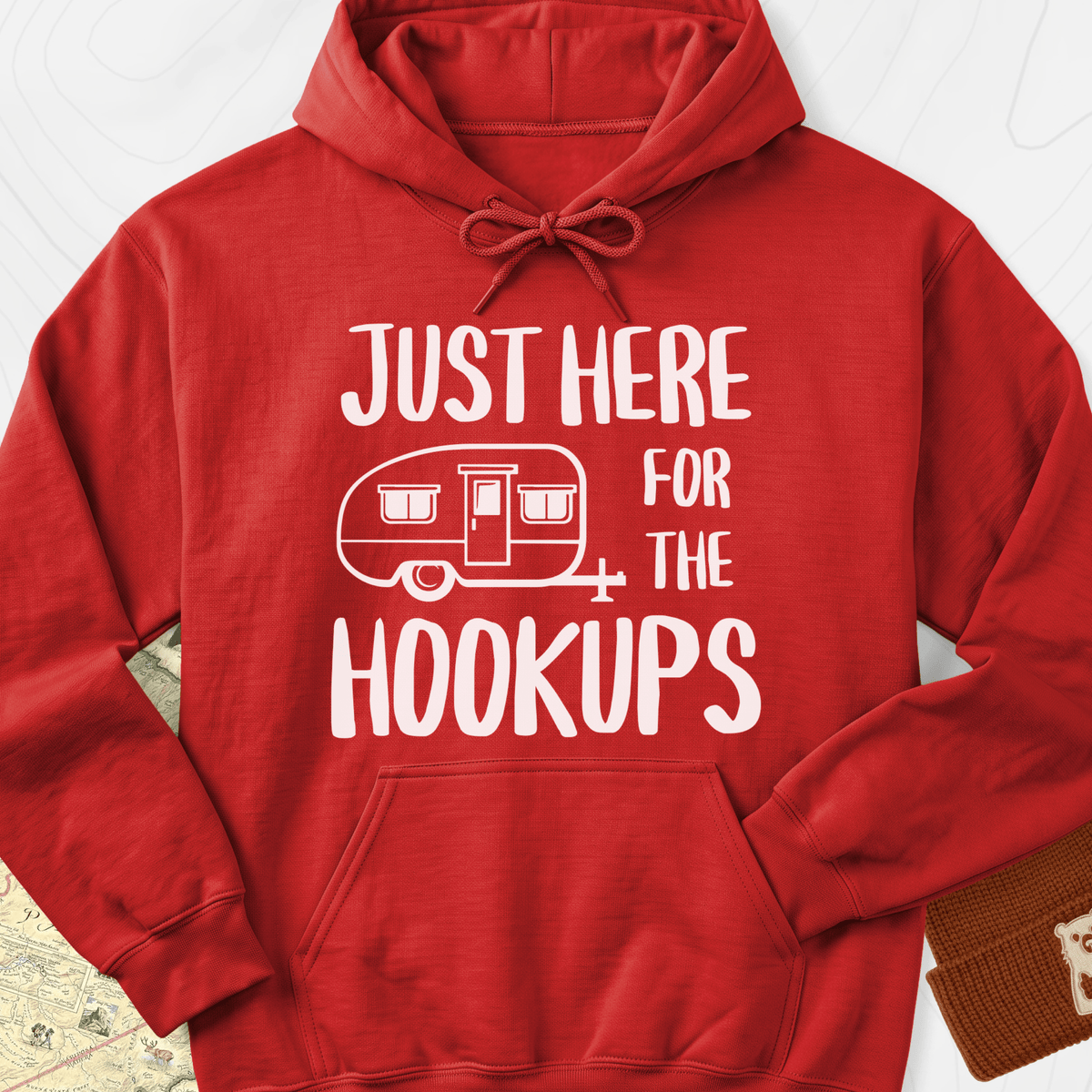 Just Here For The Hookups Hoodie - Red