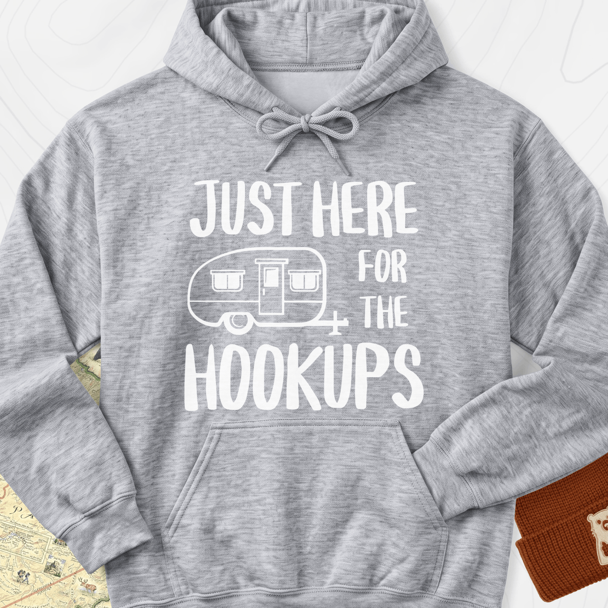 Just Here For The Hookups Hoodie - Sport Grey