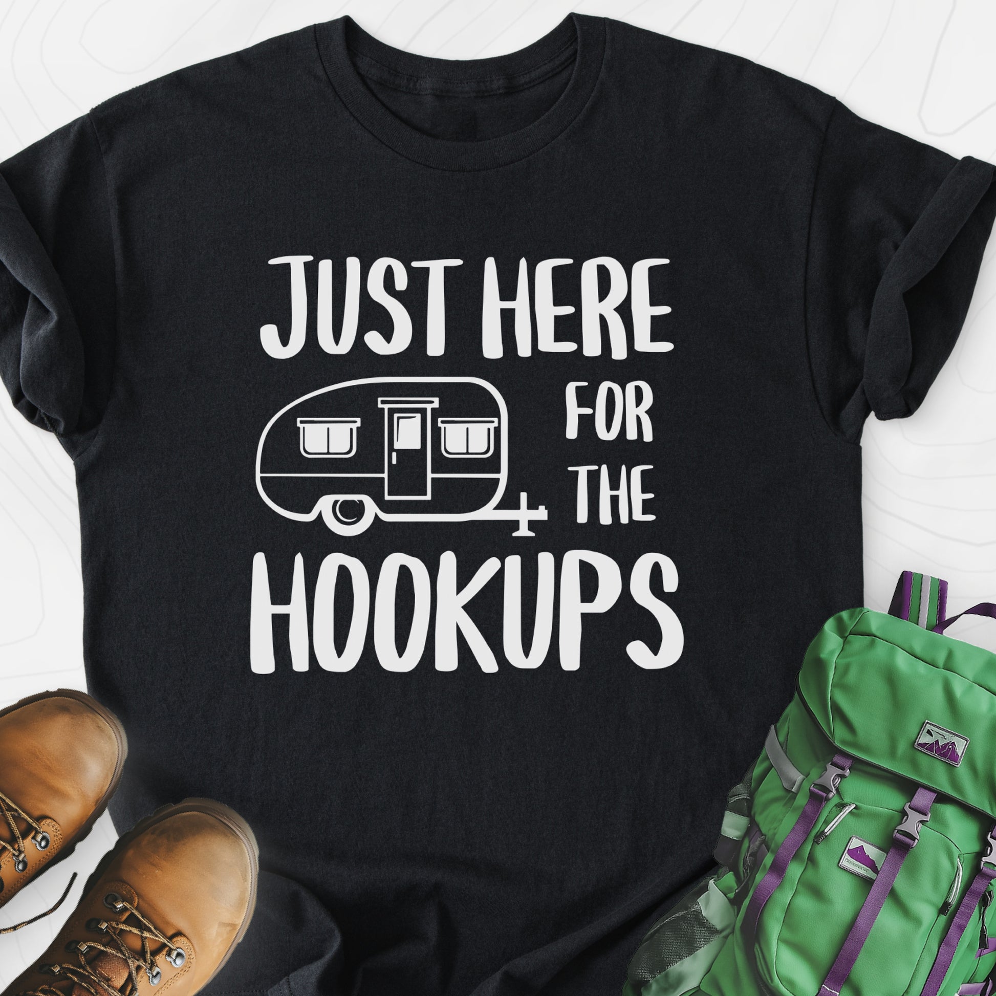 Just Here For The Hookups Black front print lightweight T-shirt