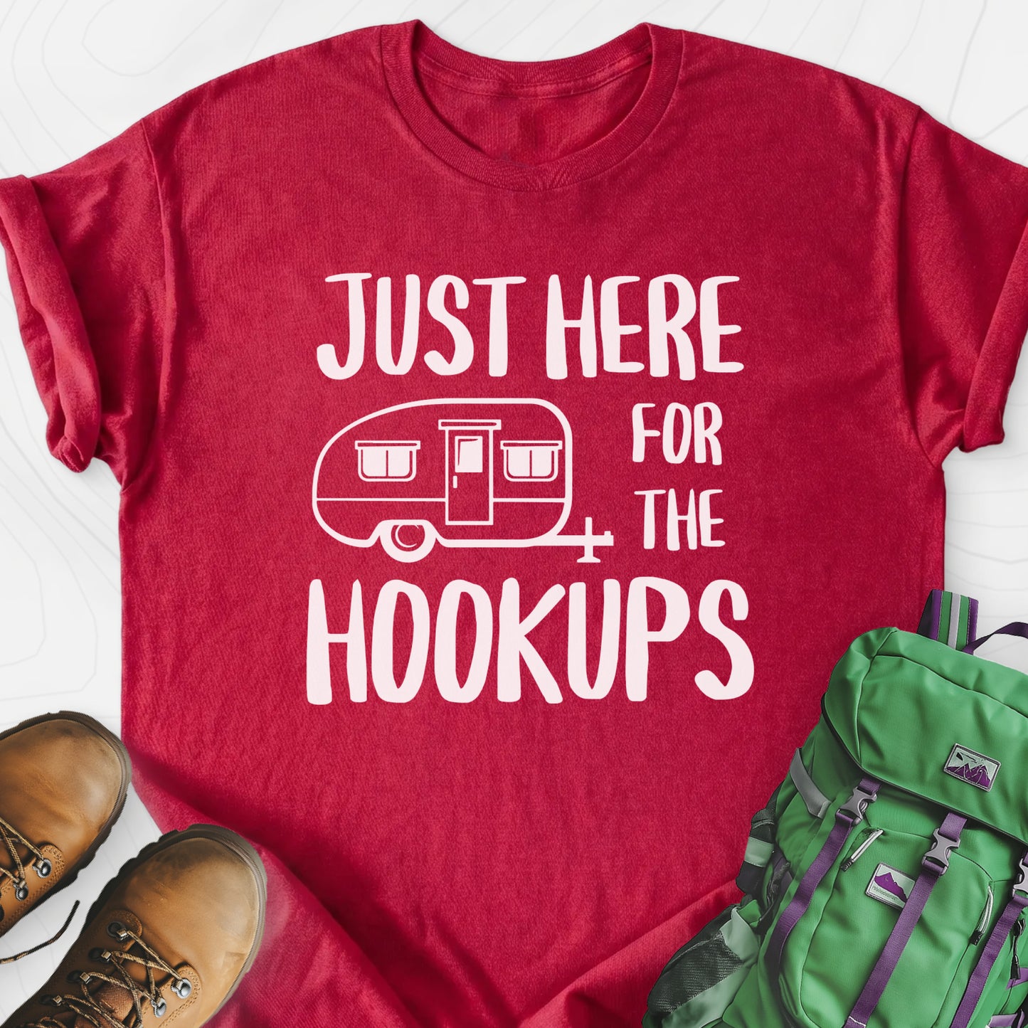 Just Here For The Hookups Heather Red front print lightweight T-shirt