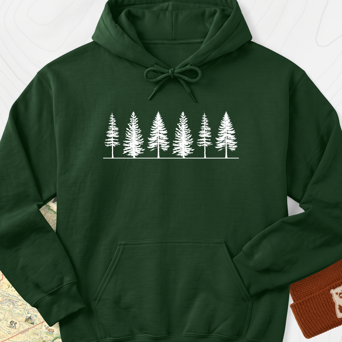 Tree Silhouette Hoodie - Forest Green