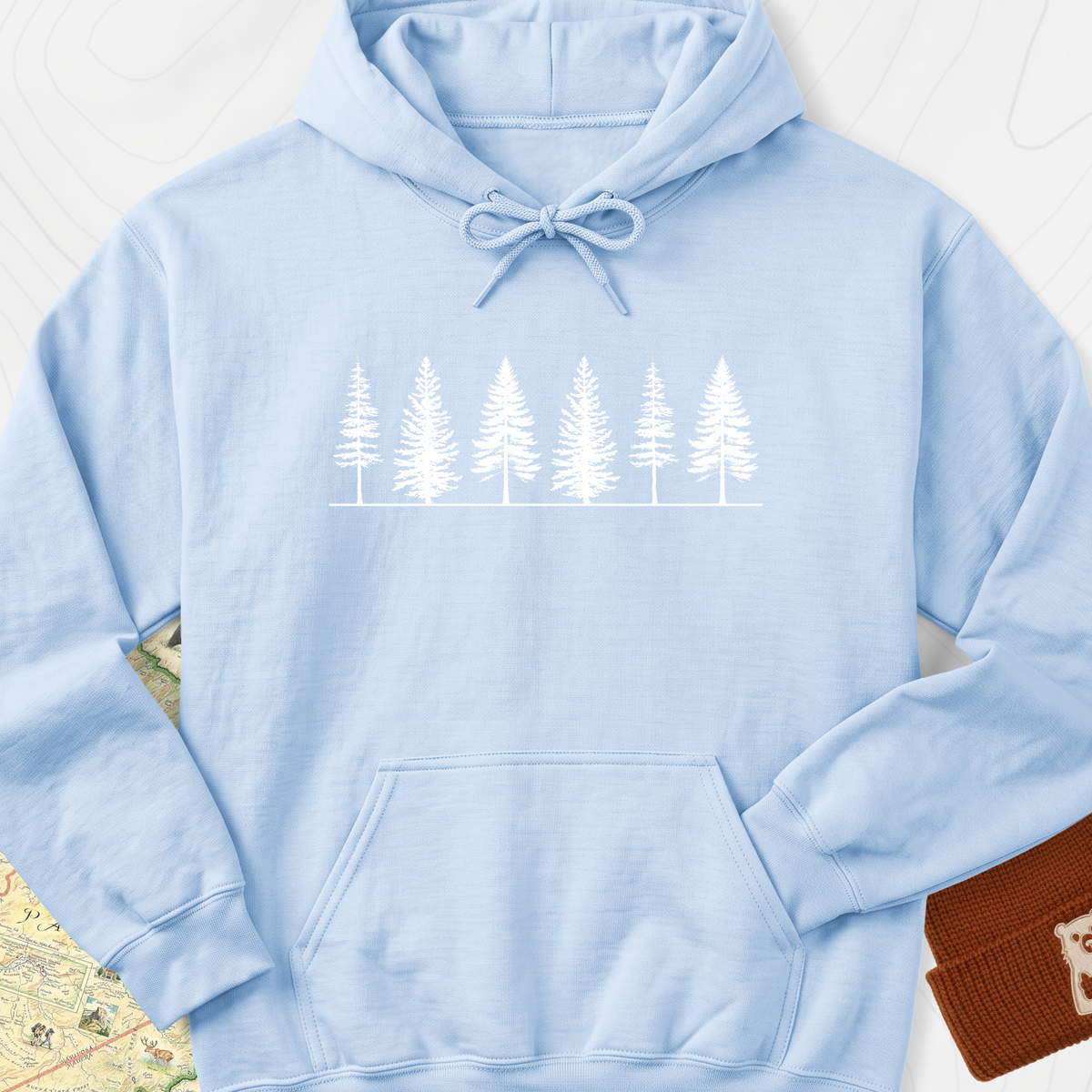 Tree Silhouette Hoodie - Light Blue