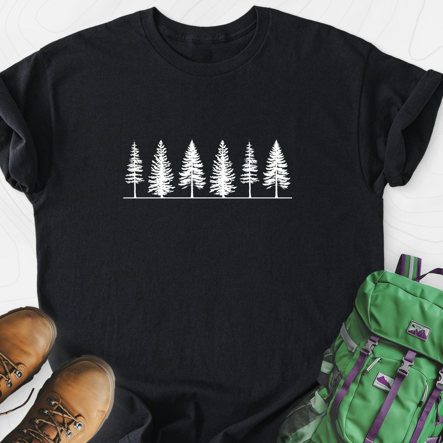 Tree Silhouette Black front print lightweight T-shirt