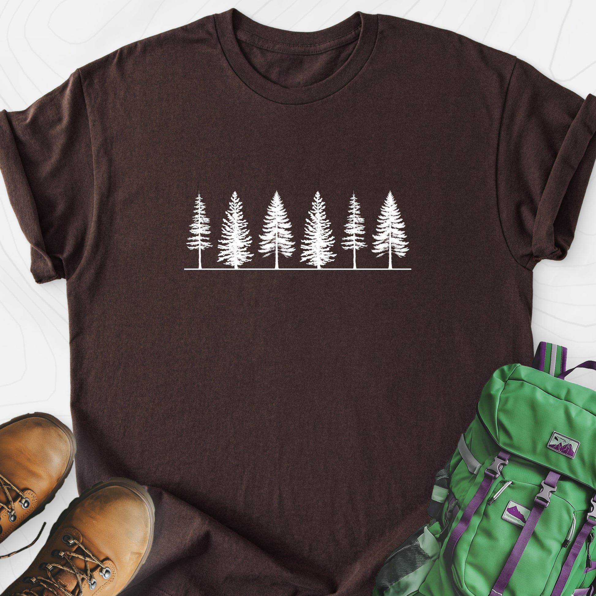 Tree Silhouette Dark Chocolate front print lightweight T-shirt