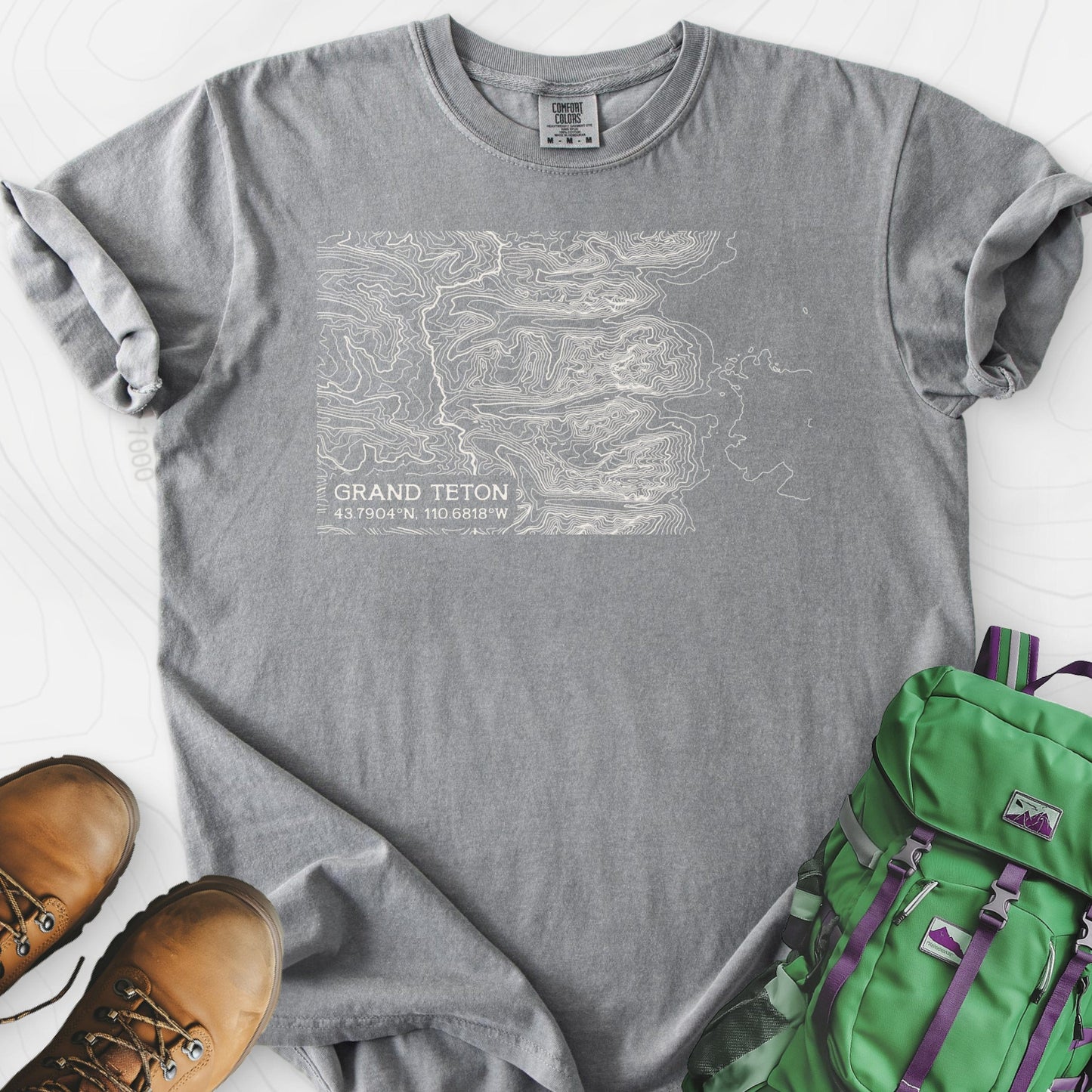 Grand Teton Topo Map T-Shirt