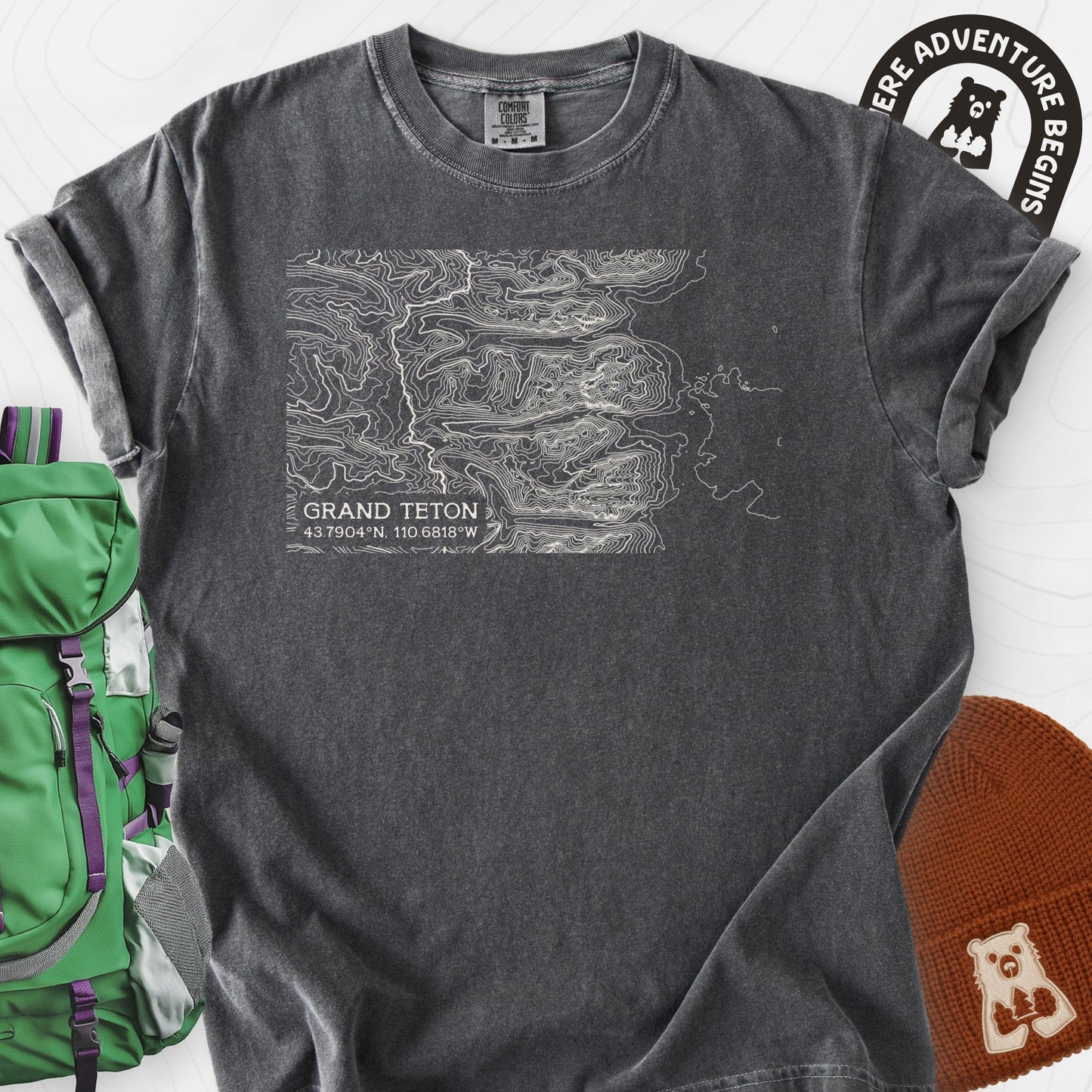 Grand Teton Topo Map T-Shirt
