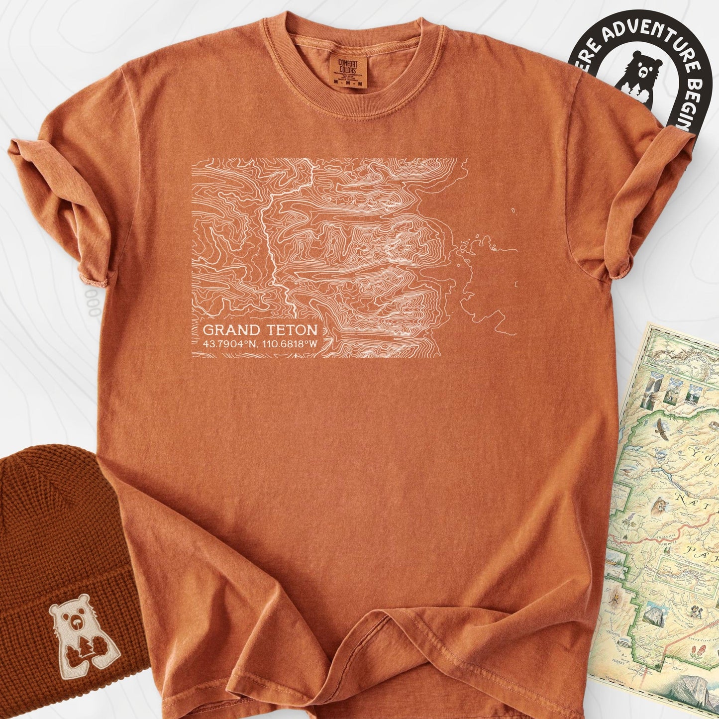 Grand Teton Topo Map T-Shirt