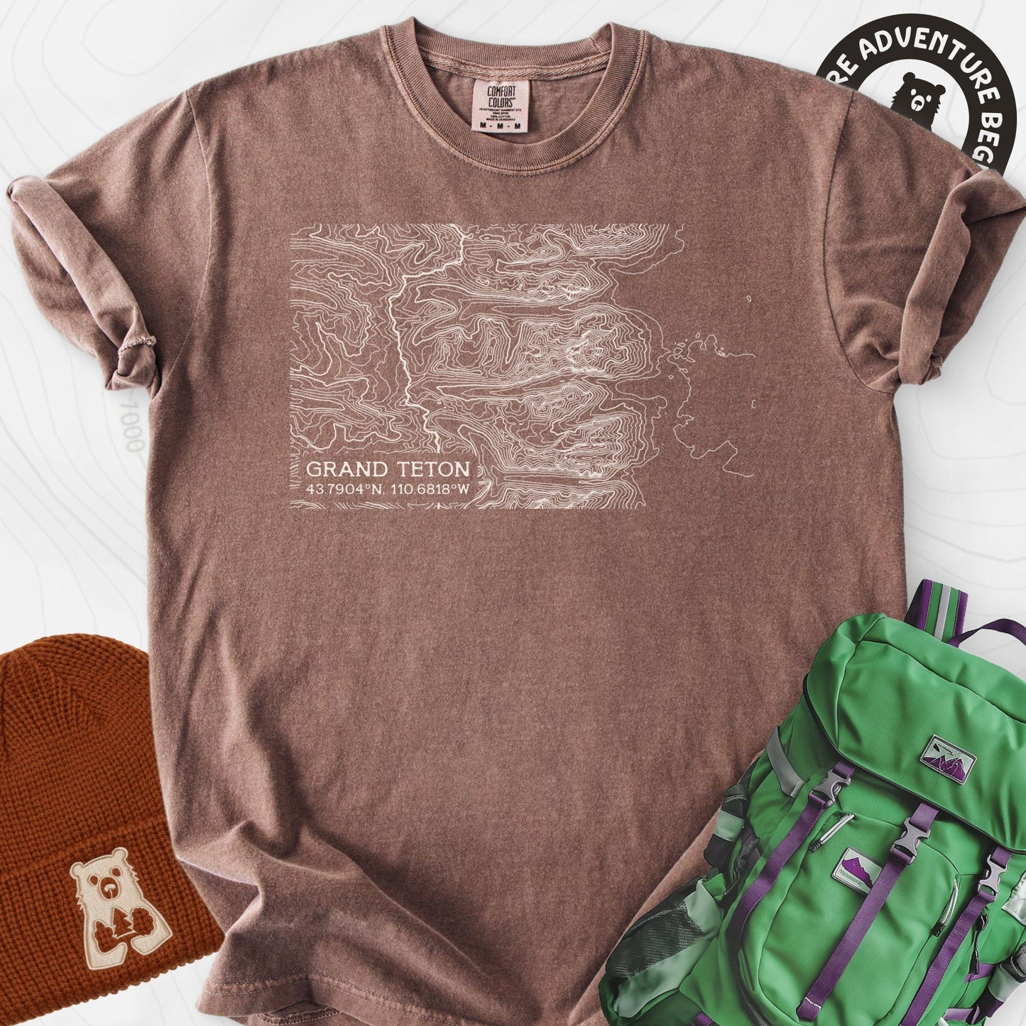 Grand Teton Topo Map T-Shirt