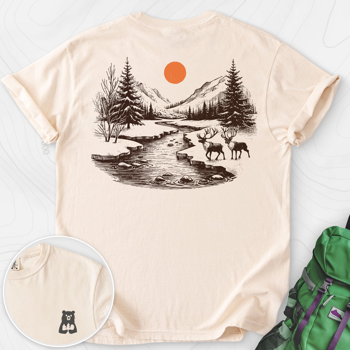 Mountain River Elk Back Print