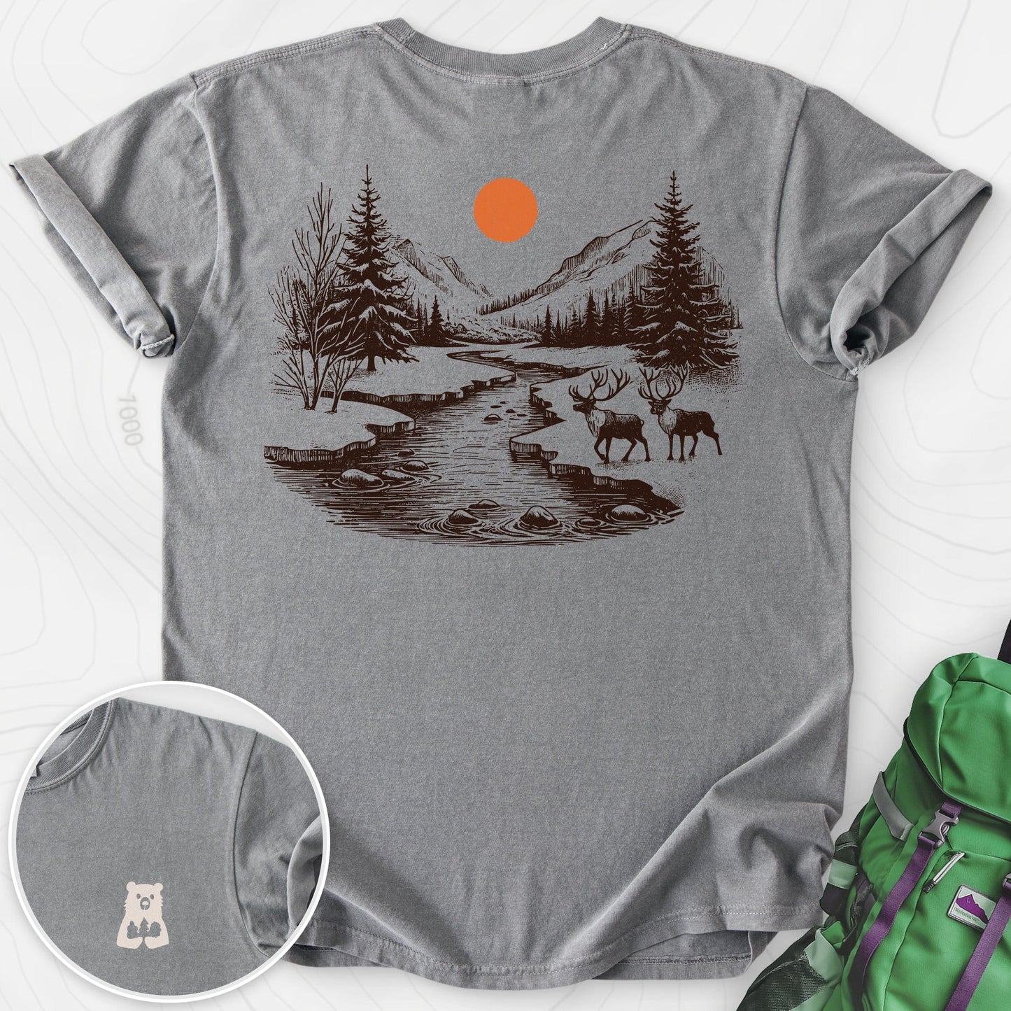 Mountain River Elk Back Print