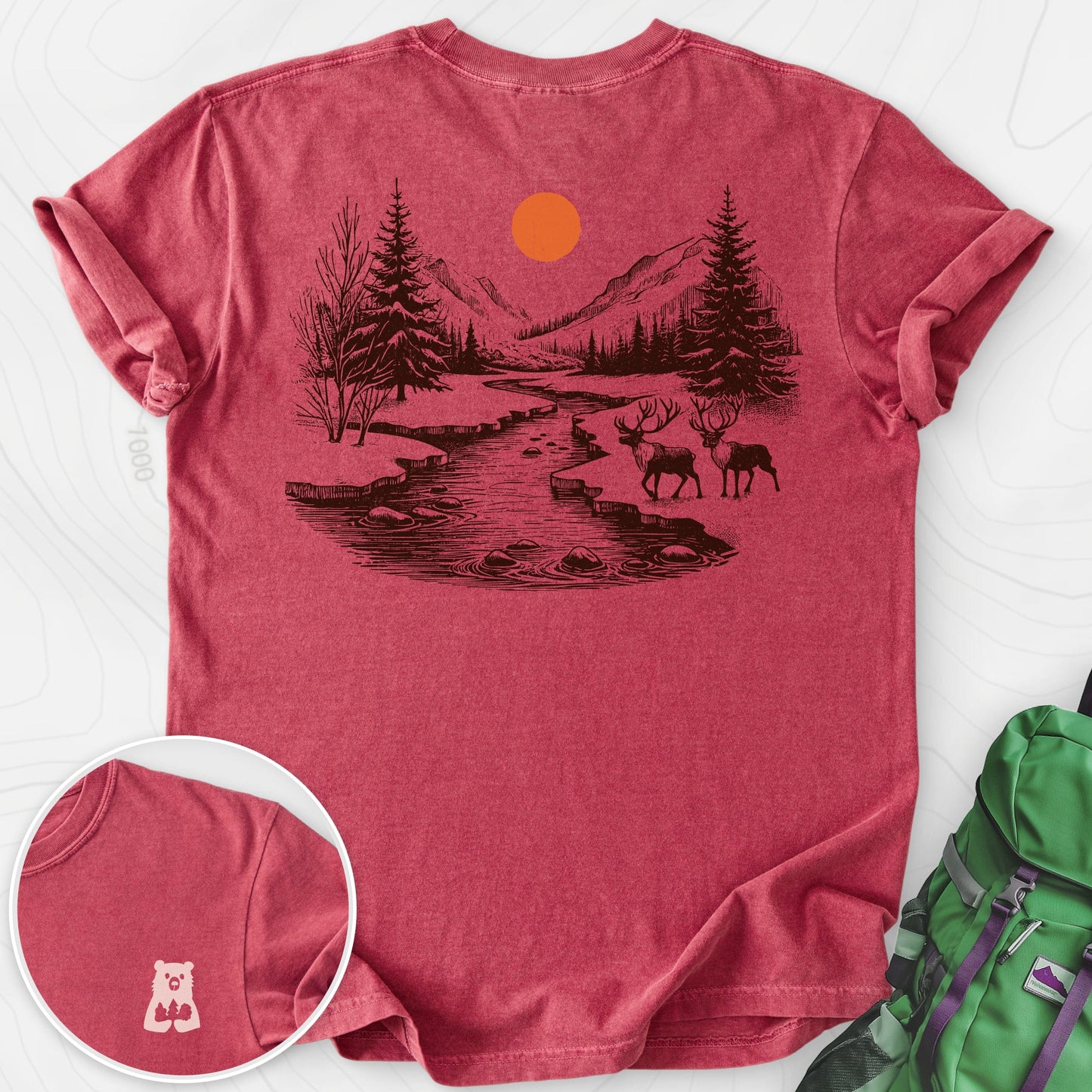 Mountain River Elk Back Print