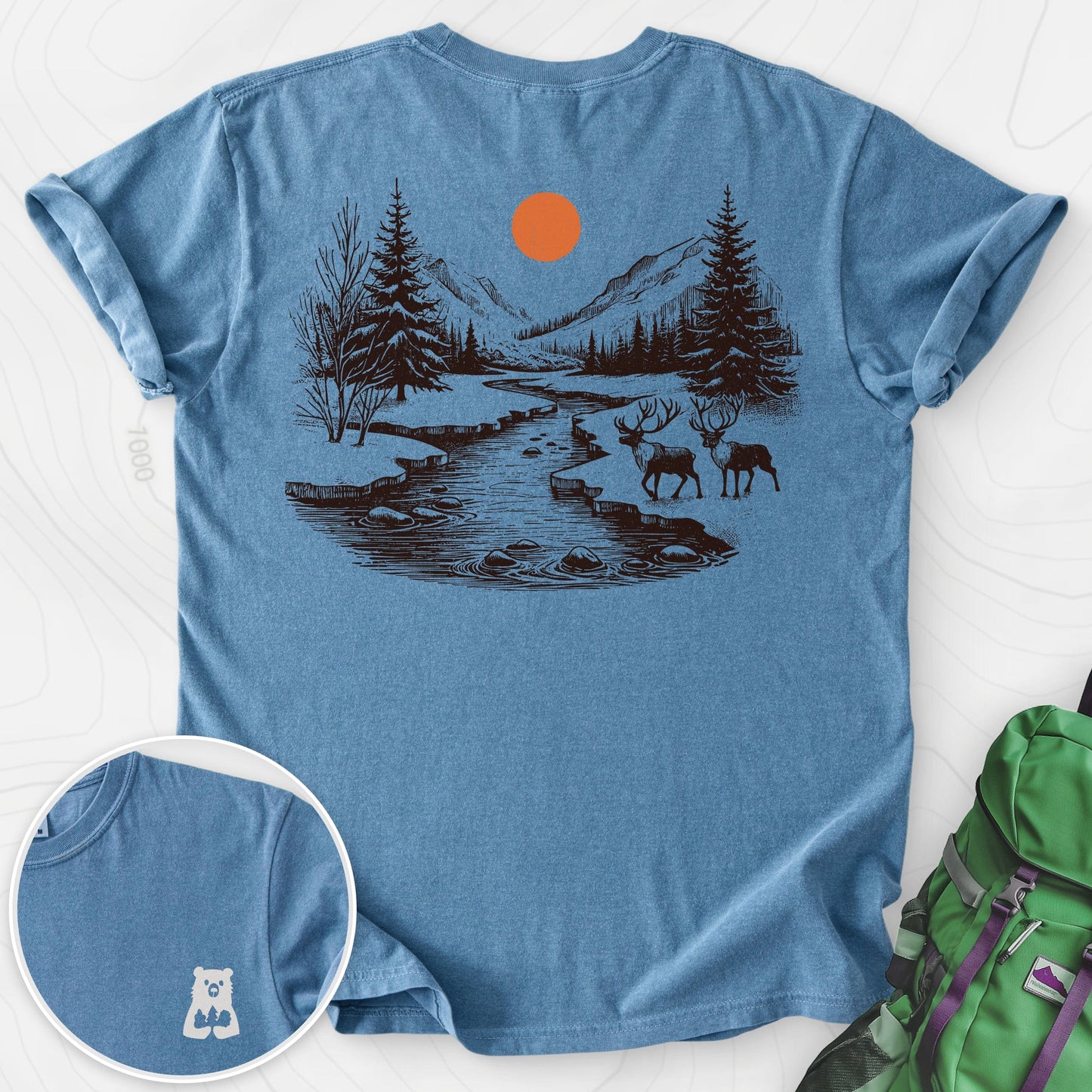 Mountain River Elk Back Print