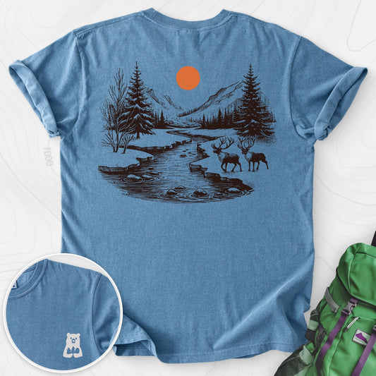 Mountain River Elk Back Print