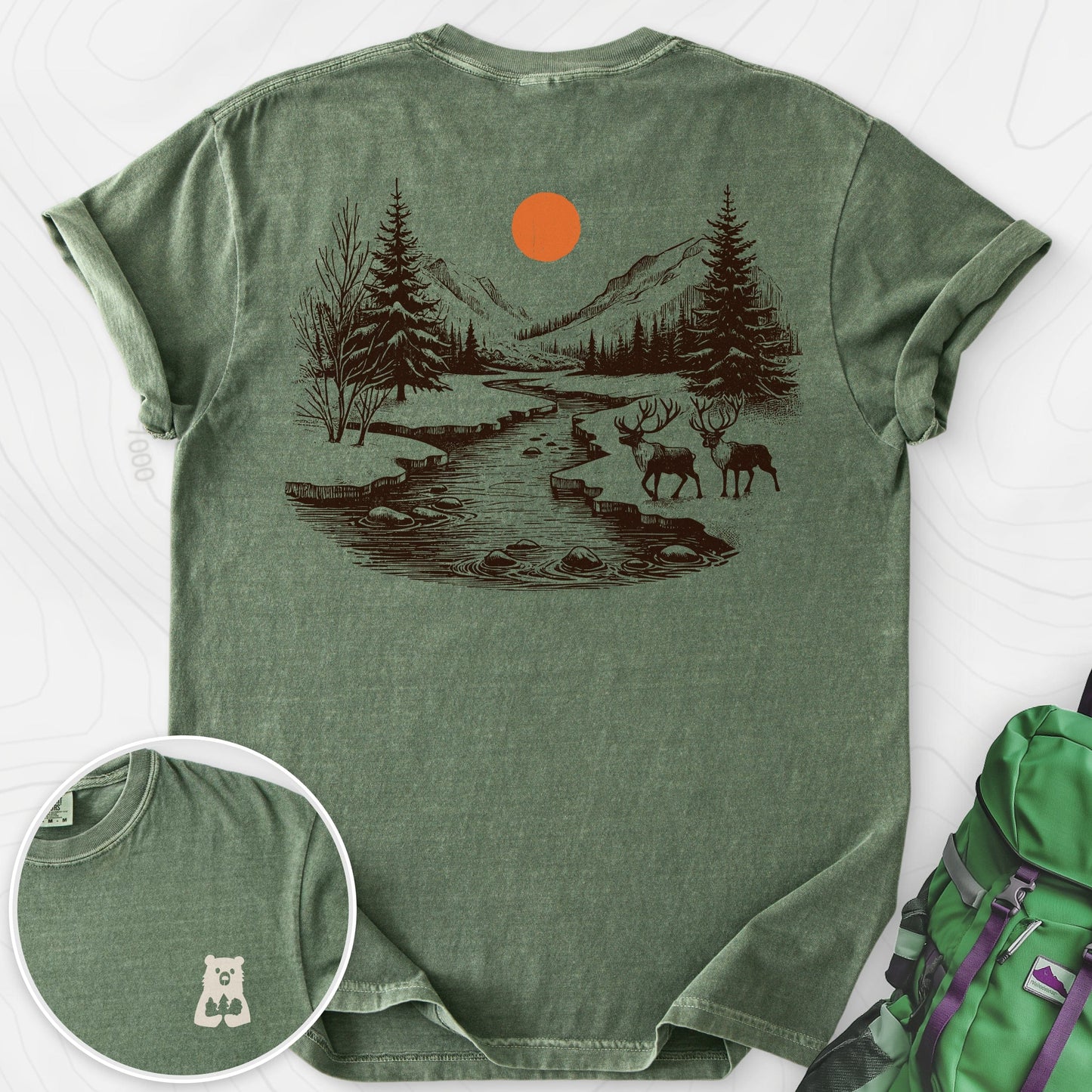 Mountain River Elk Back Print