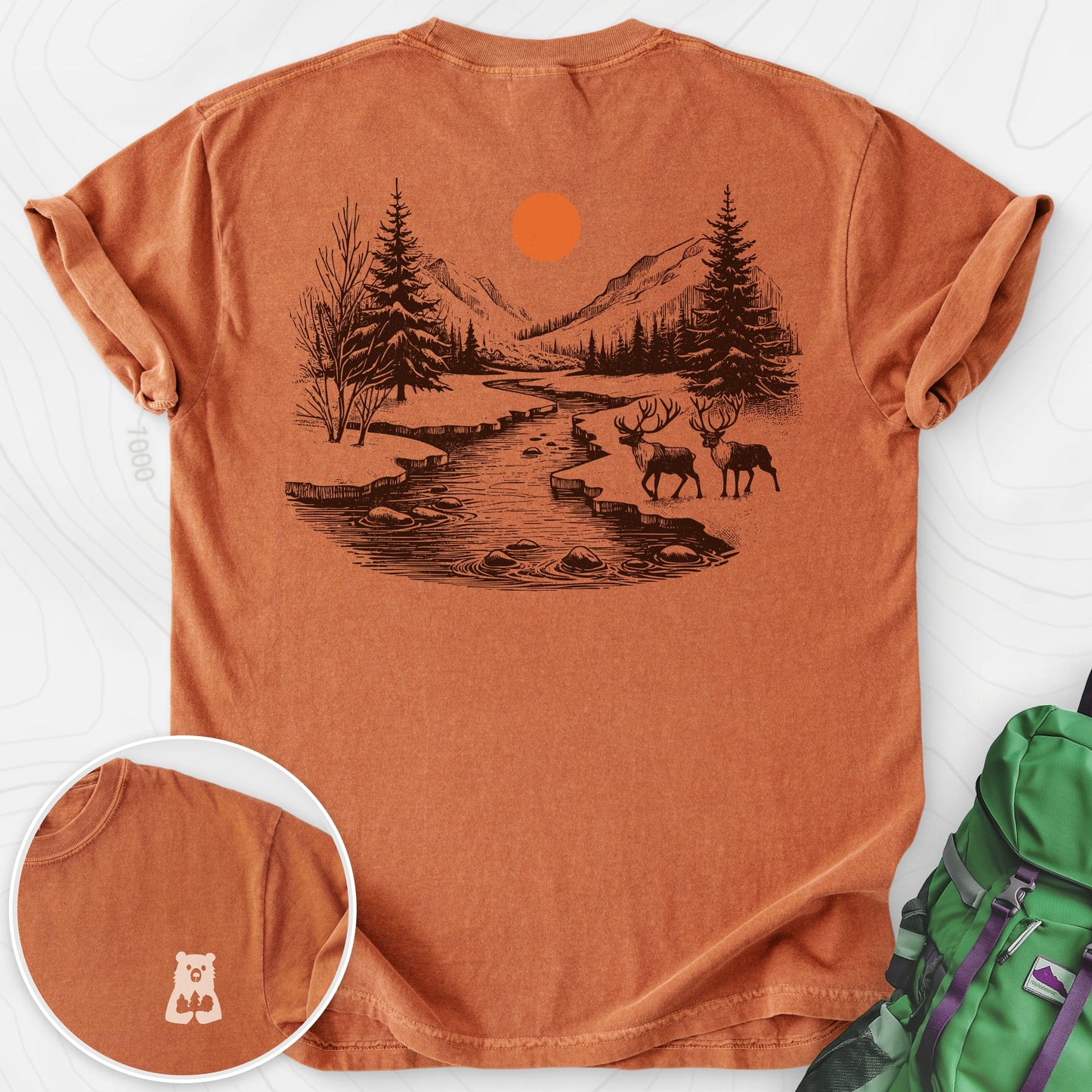 Mountain River Elk Back Print