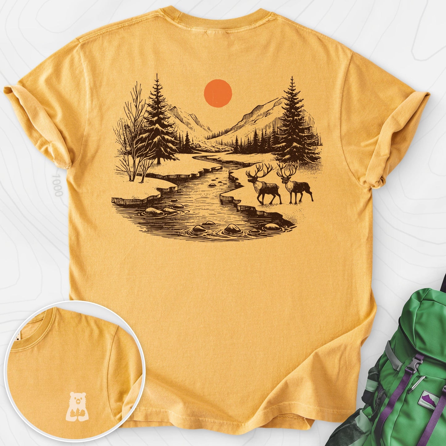 Mountain River Elk Back Print