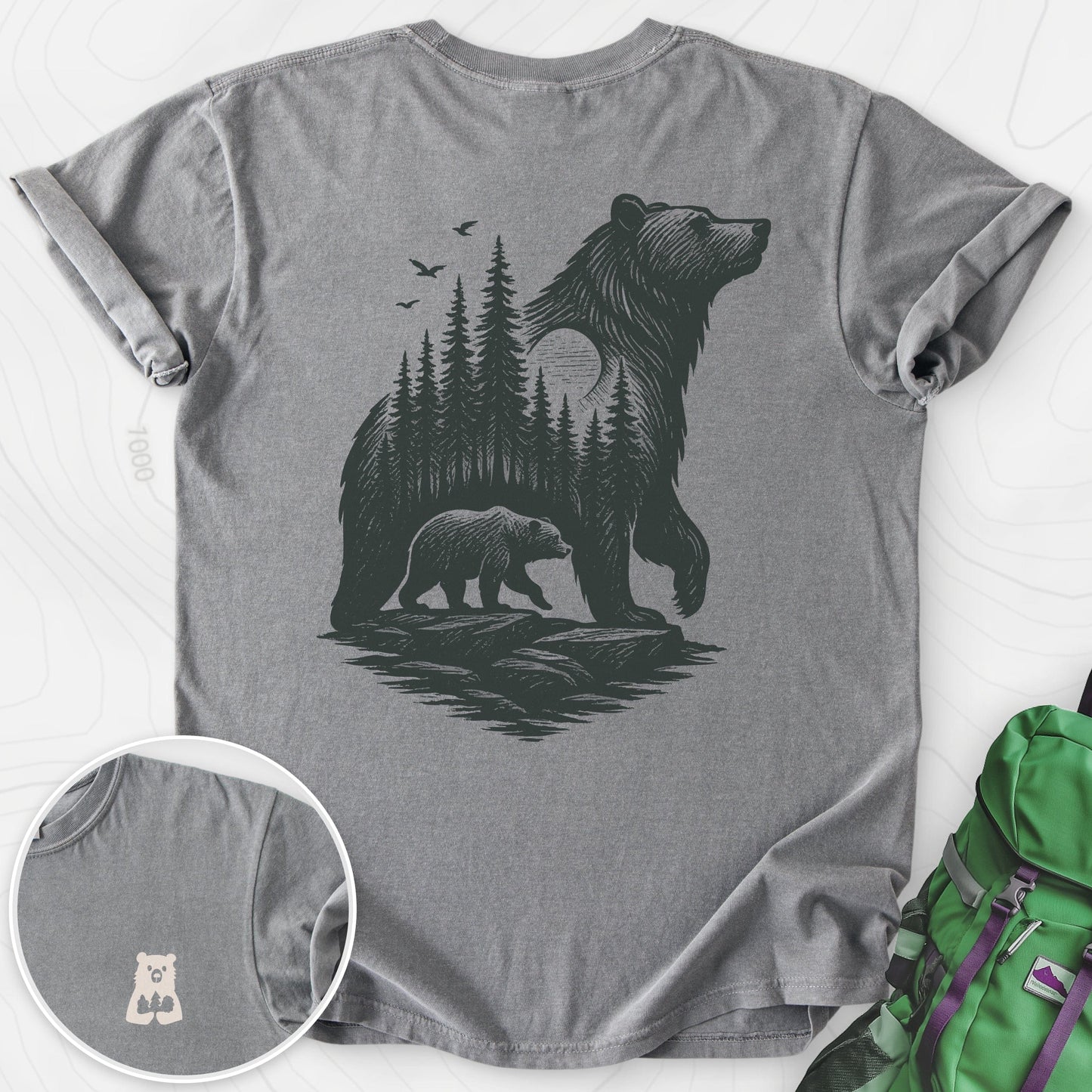 Bear Cub Silhouette Back Print