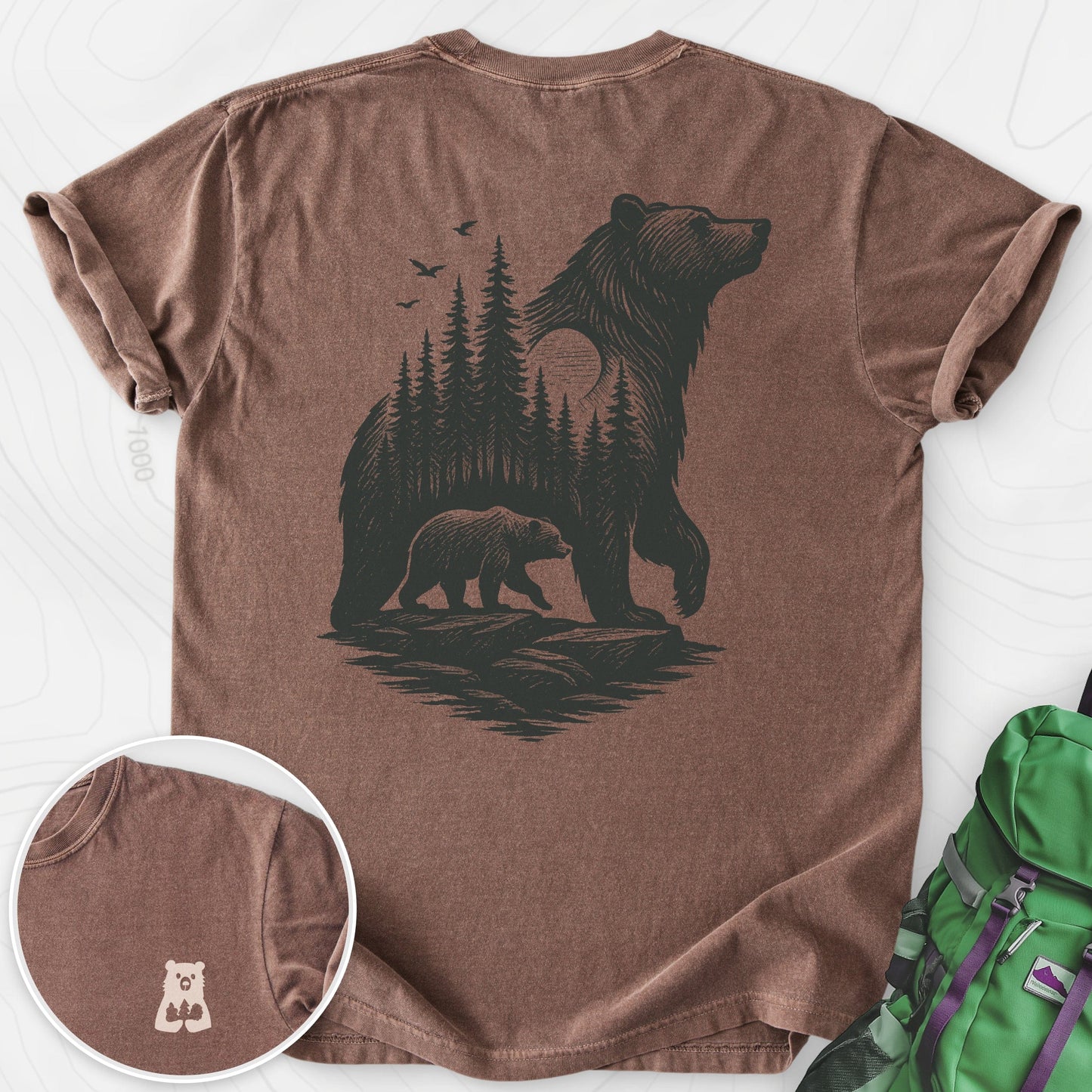 Bear Cub Silhouette Back Print