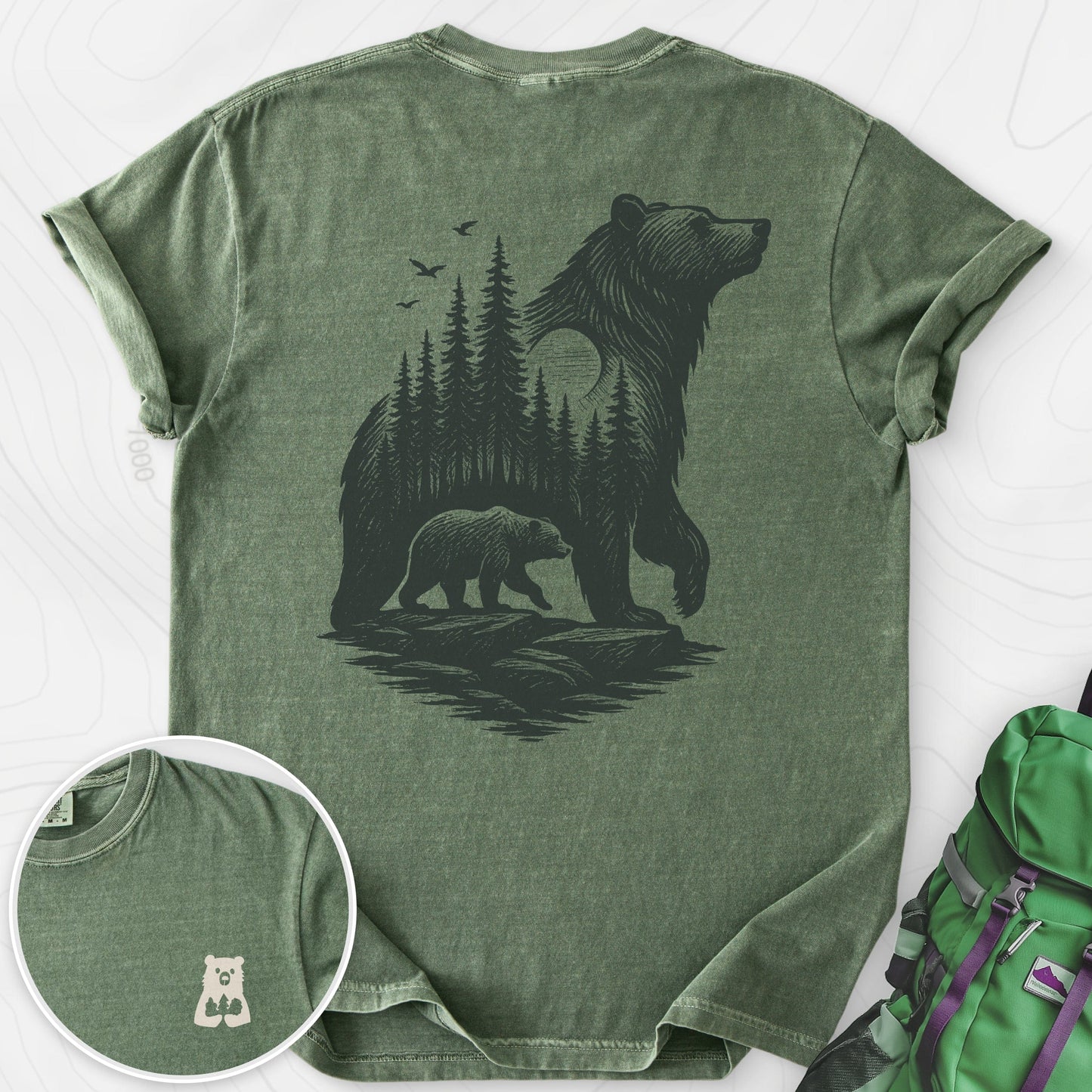 Bear Cub Silhouette Back Print