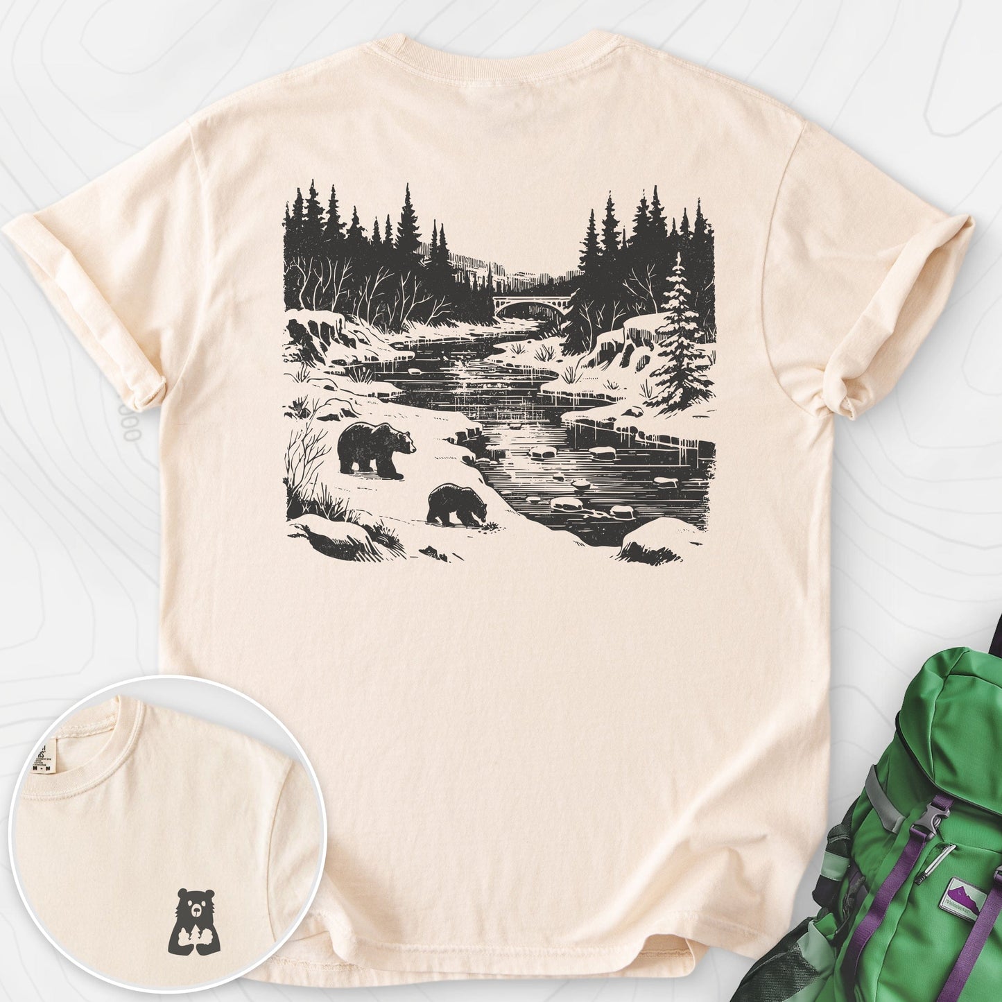 River Bear Scene Back Print