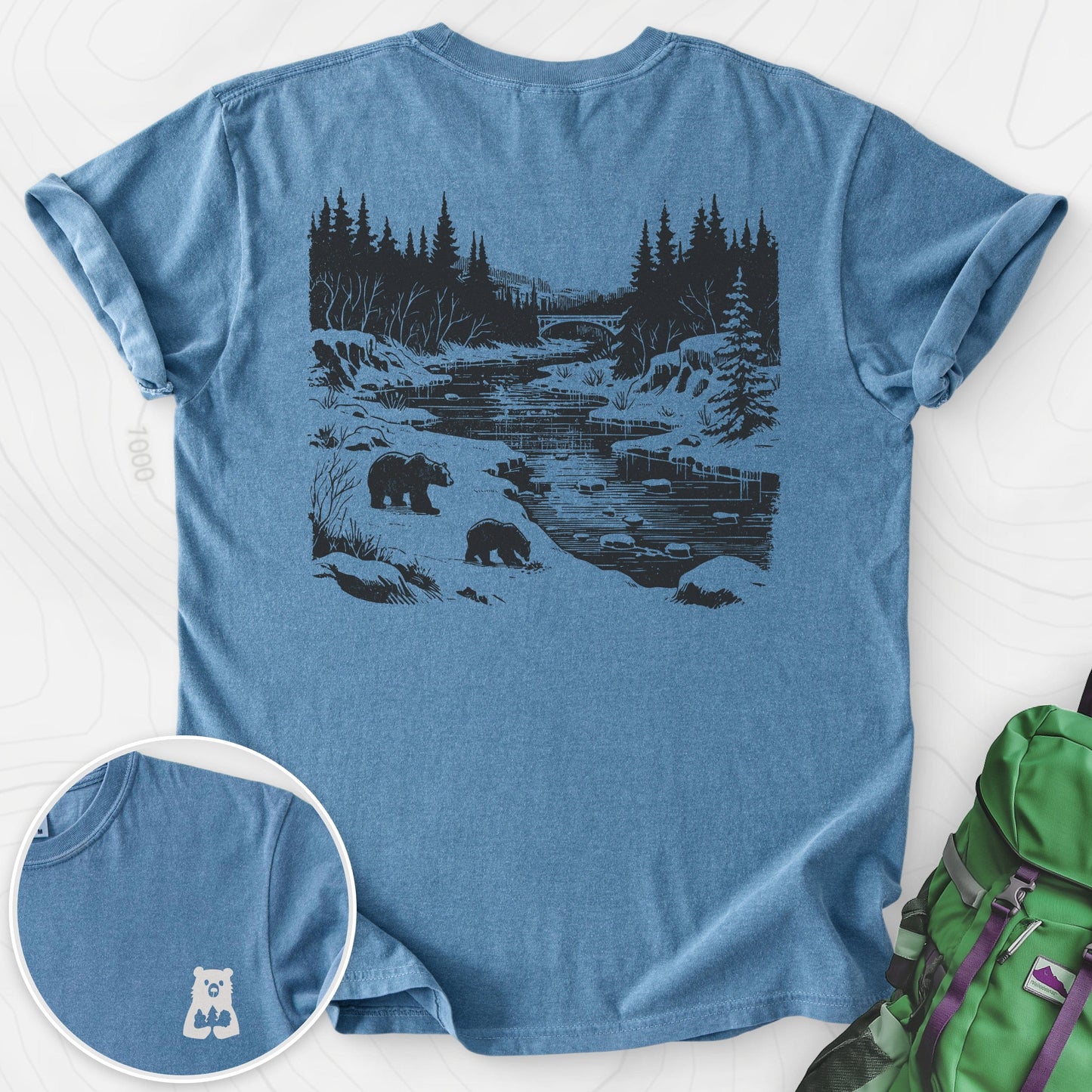 River Bear Scene Back Print