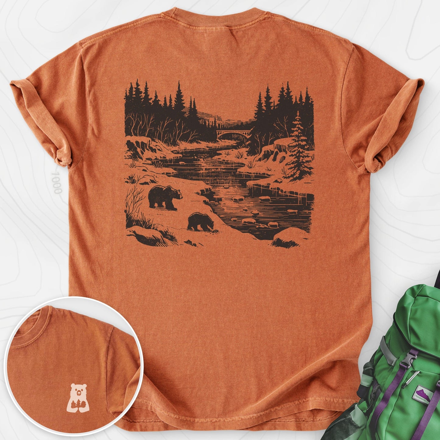 River Bear Scene Back Print