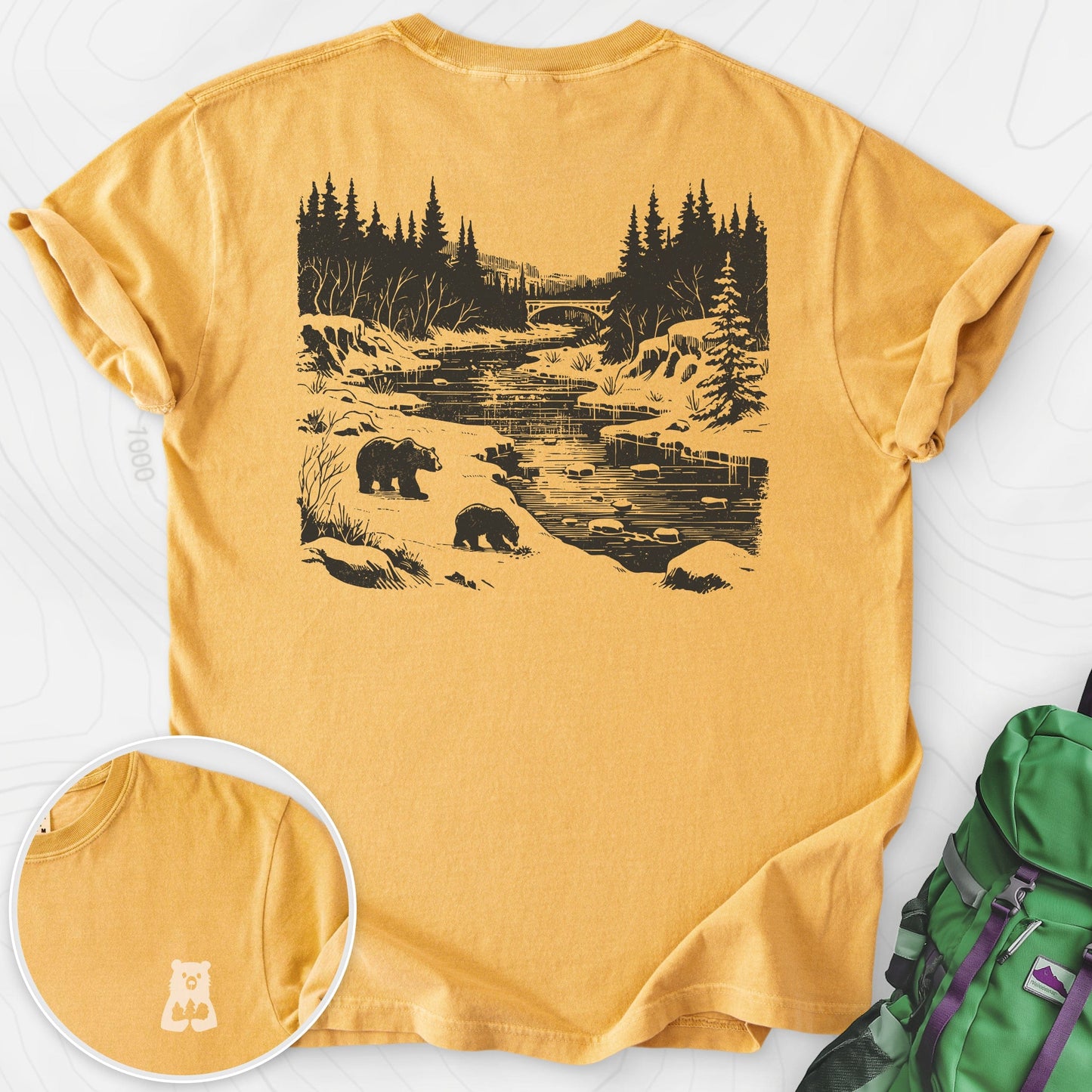 River Bear Scene Back Print