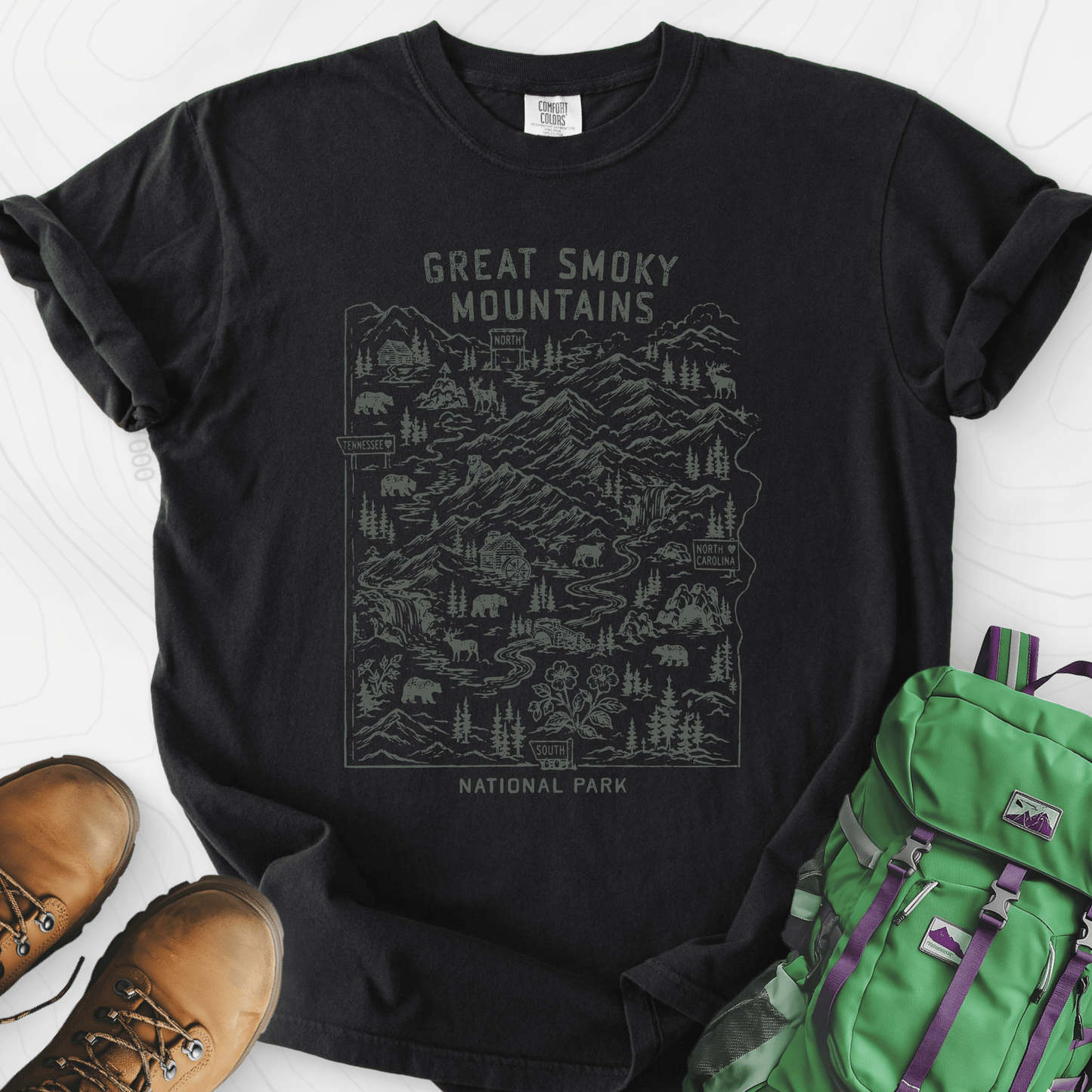 Smoky Mountains Map T-Shirt