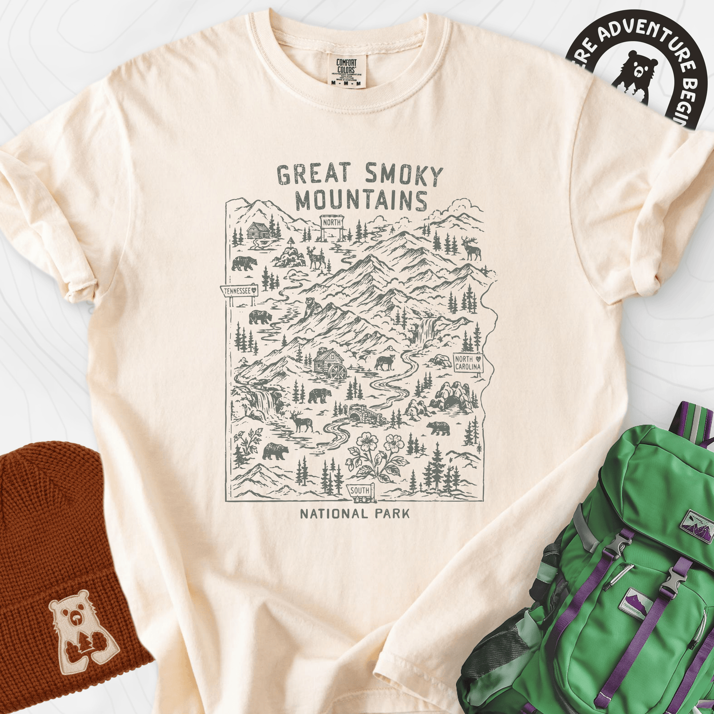 Smoky Mountains Map T-Shirt