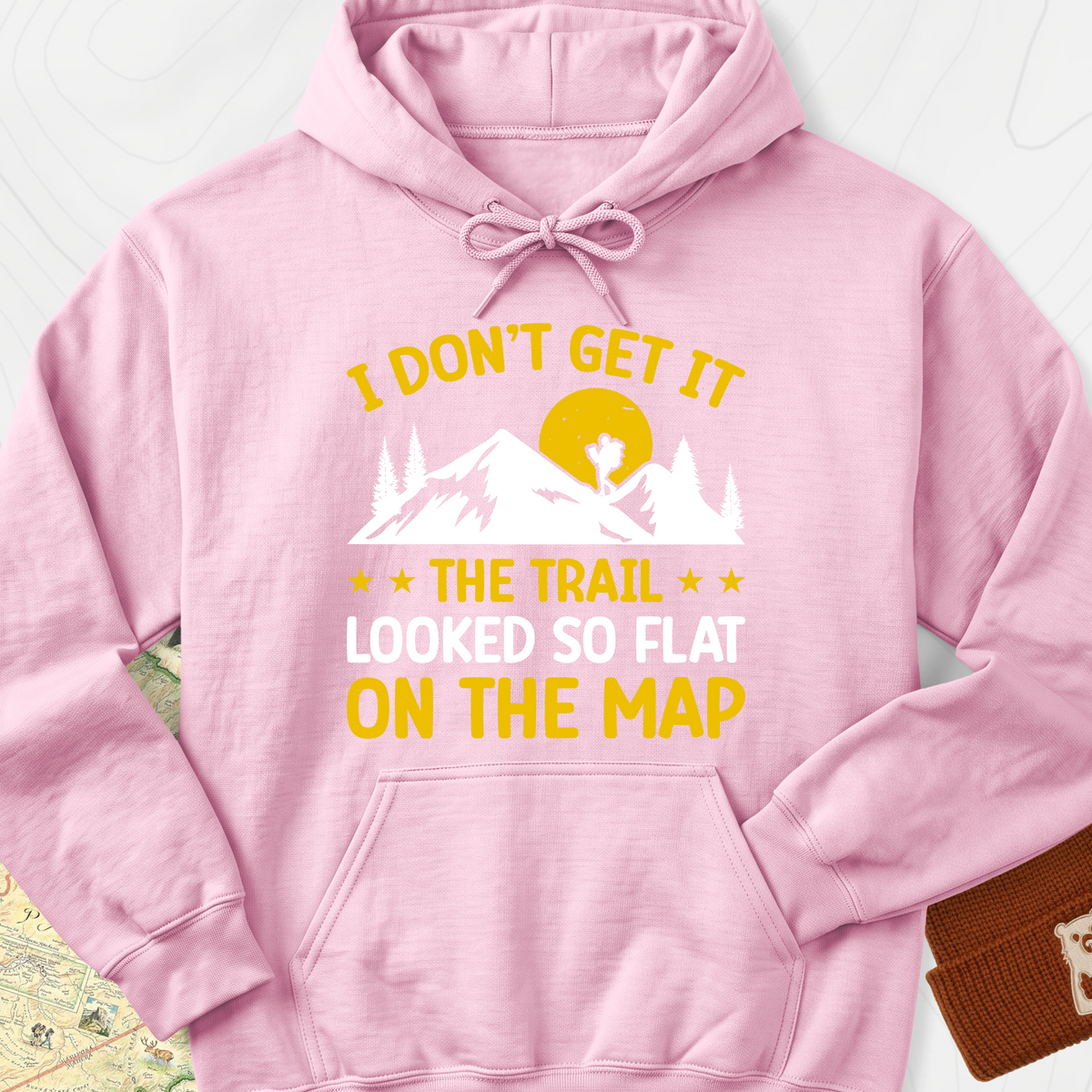 The Trail Looked So Flat Hoodie - Light Pink