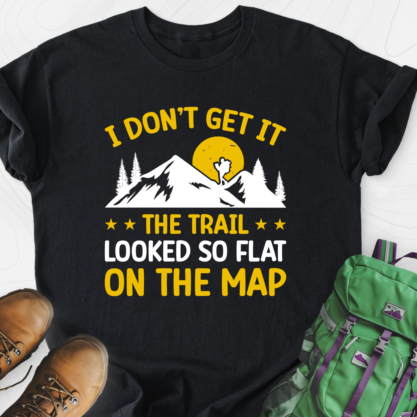The Trail Looked So Flat Black front print lightweight T-shirt