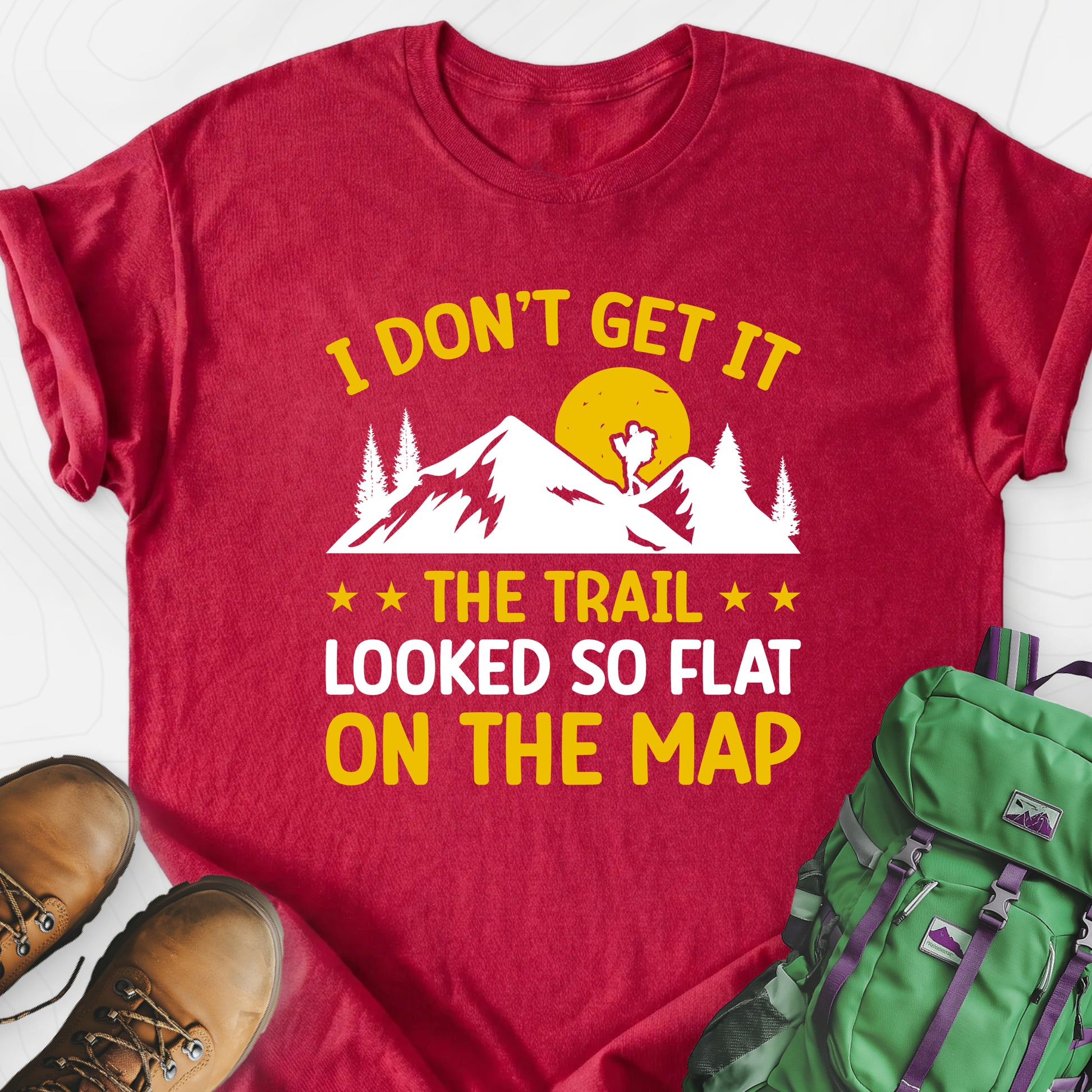 The Trail Looked So Flat Heather Red front print lightweight T-shirt