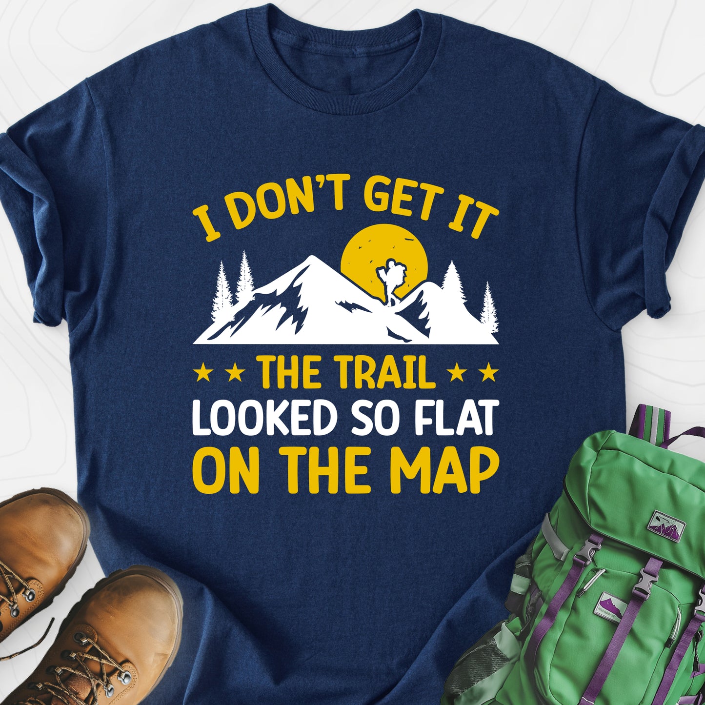 The Trail Looked So Flat Navy front print lightweight T-shirt