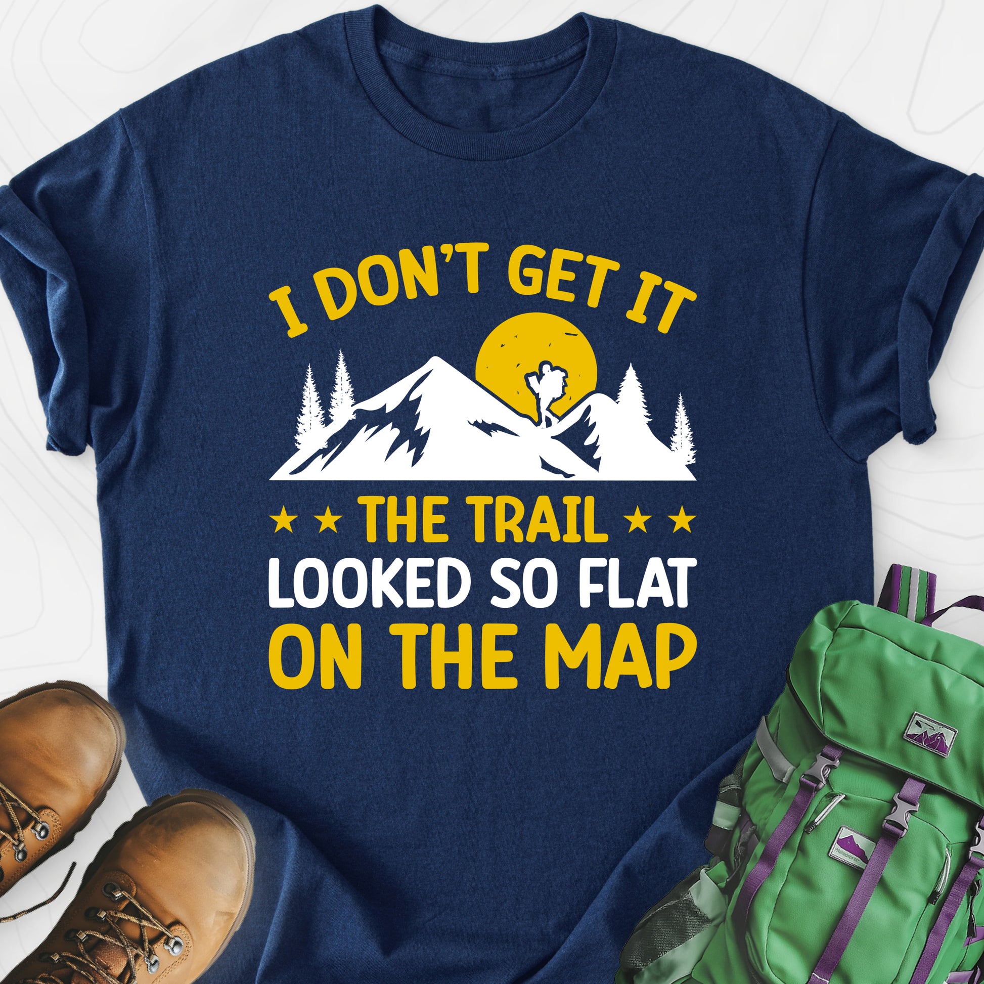 The Trail Looked So Flat Navy front print lightweight T-shirt