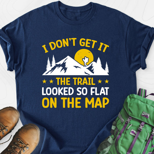 The Trail Looked So Flat Navy front print lightweight T-shirt