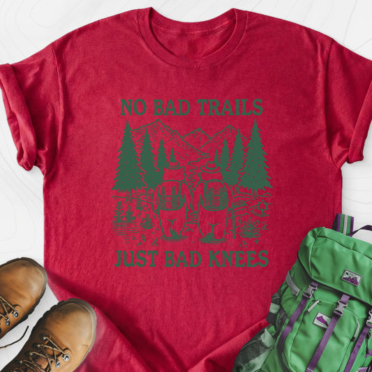 No Bad Trails Heather Red front print lightweight T-shirt